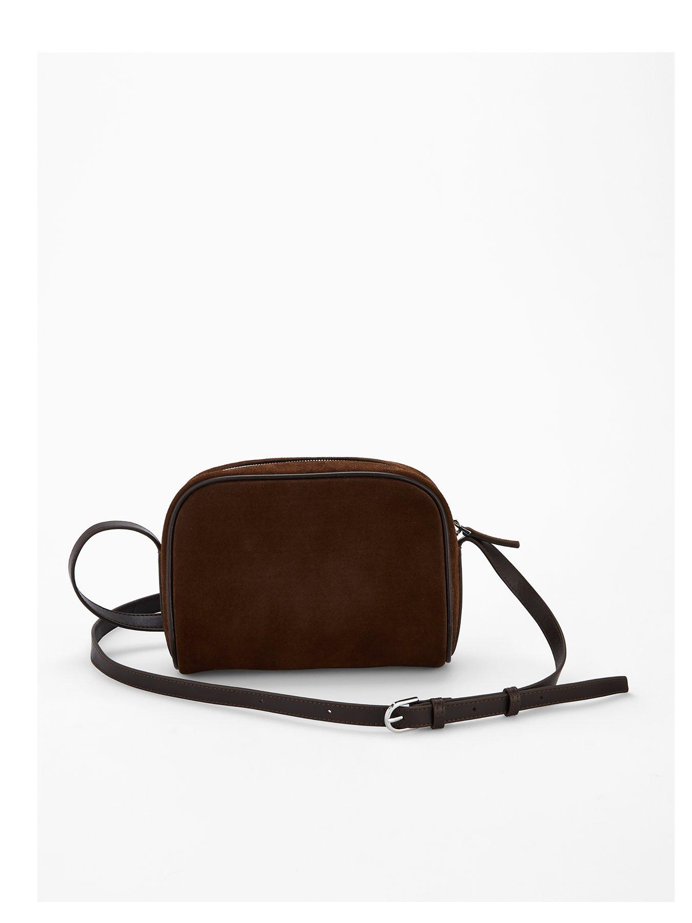 Image 1 of 4 of Mango Suede Crossbody Bag - Brown