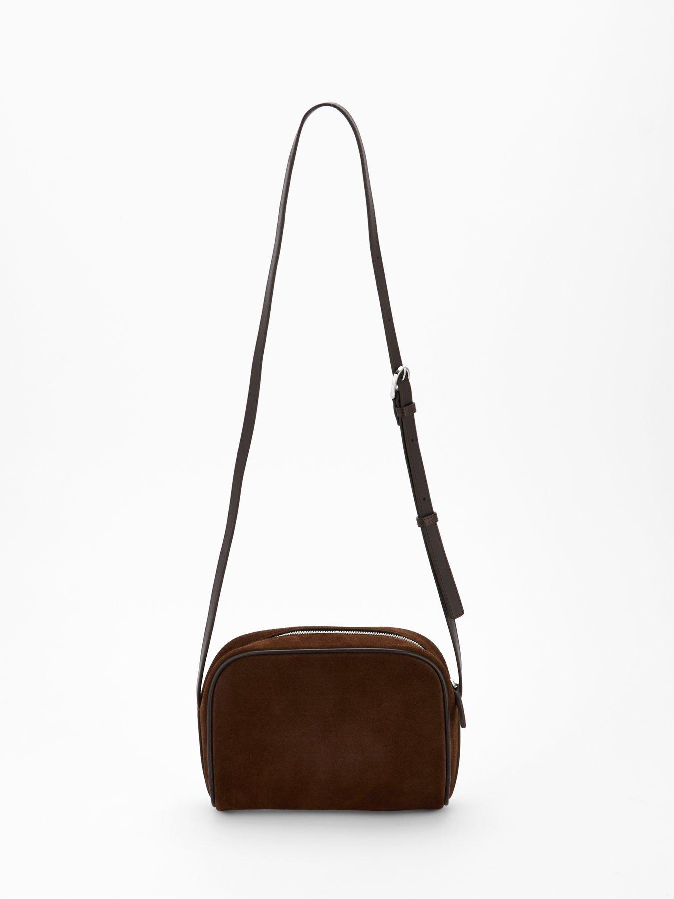 Image 2 of 4 of Mango Suede Crossbody Bag - Brown