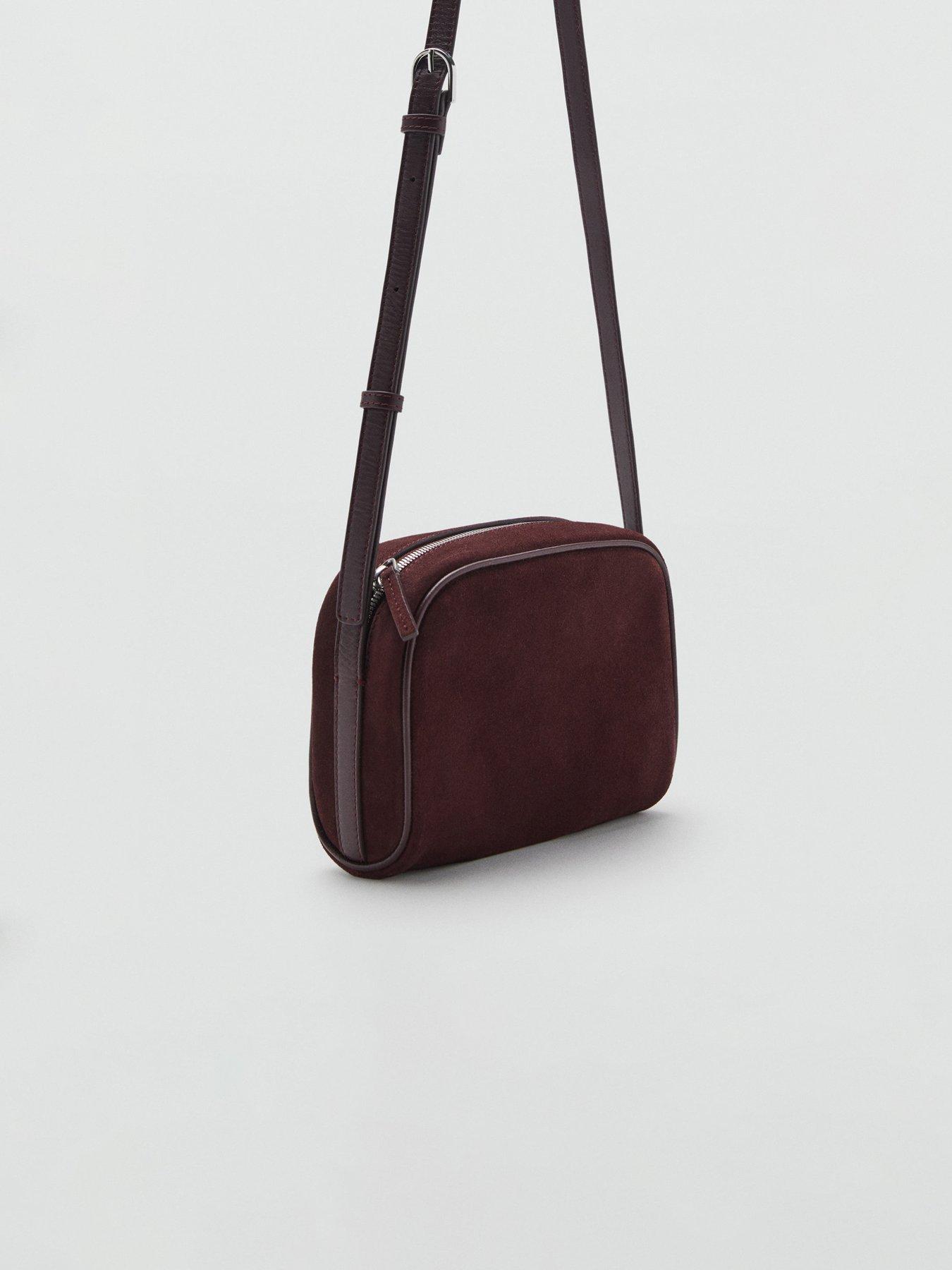 Image 4 of 4 of Mango Suede Crossbody Bag - Red