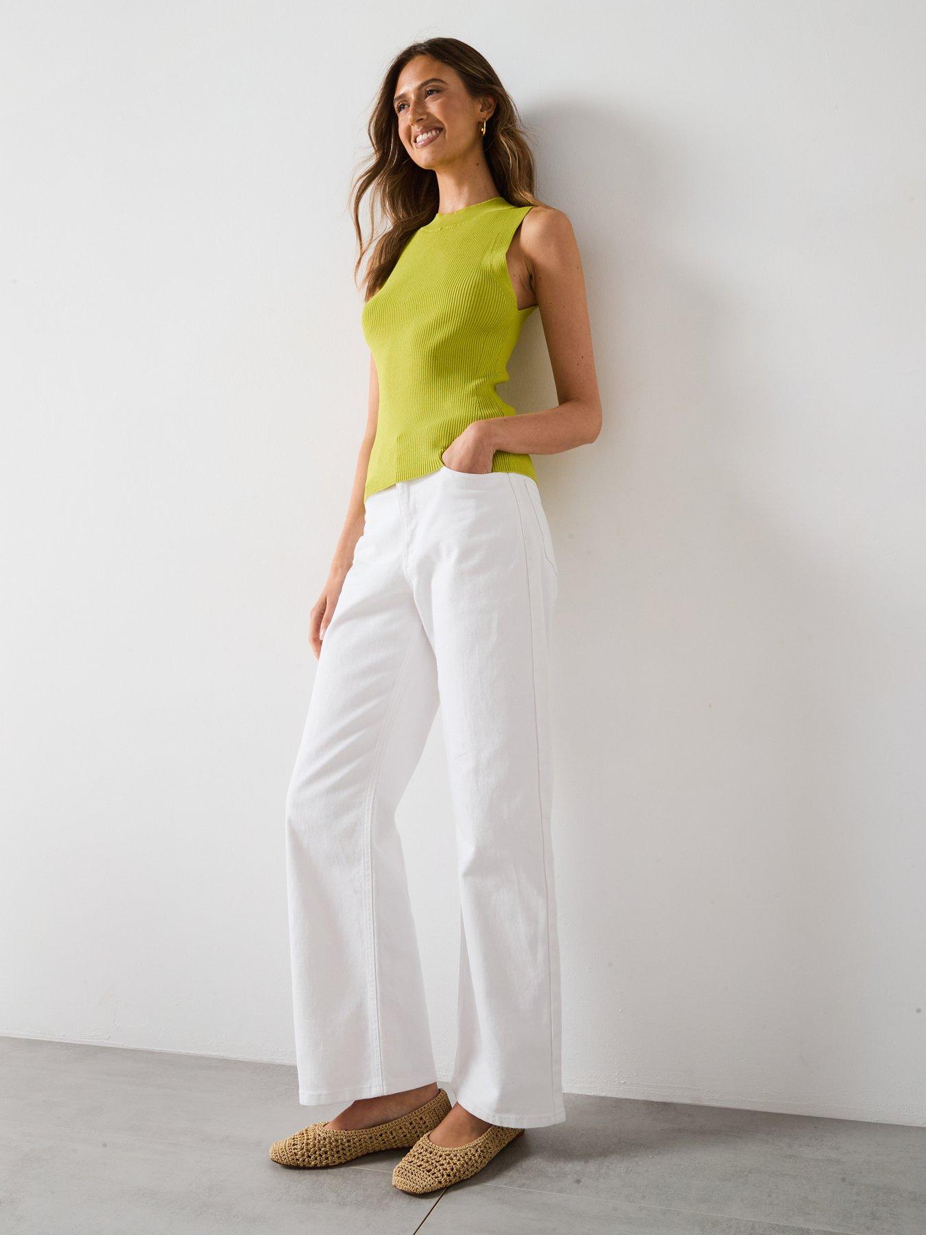 Image 3 of 6 of Mango Ribbed Knit Top - Green