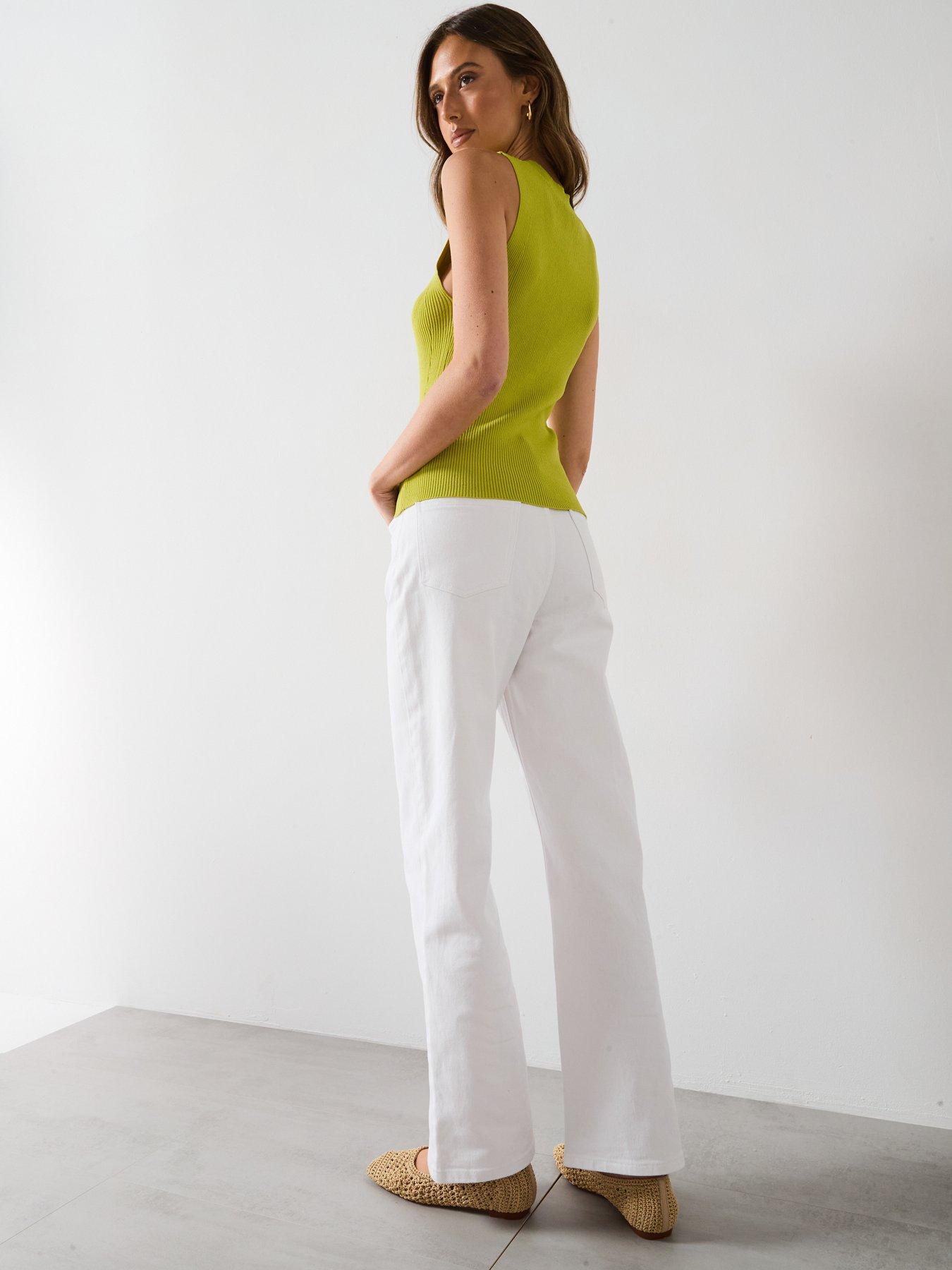 Image 5 of 6 of Mango Ribbed Knit Top - Green