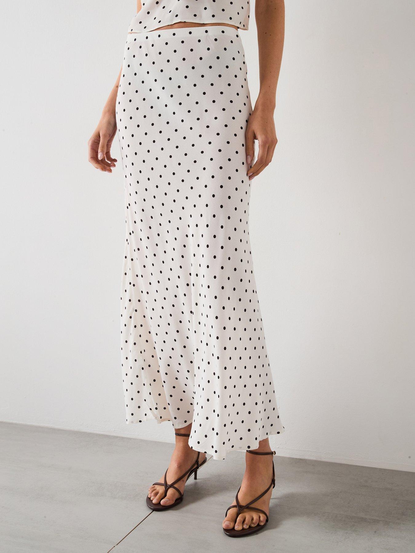 undefined Long Polkadot Skirt - Cream