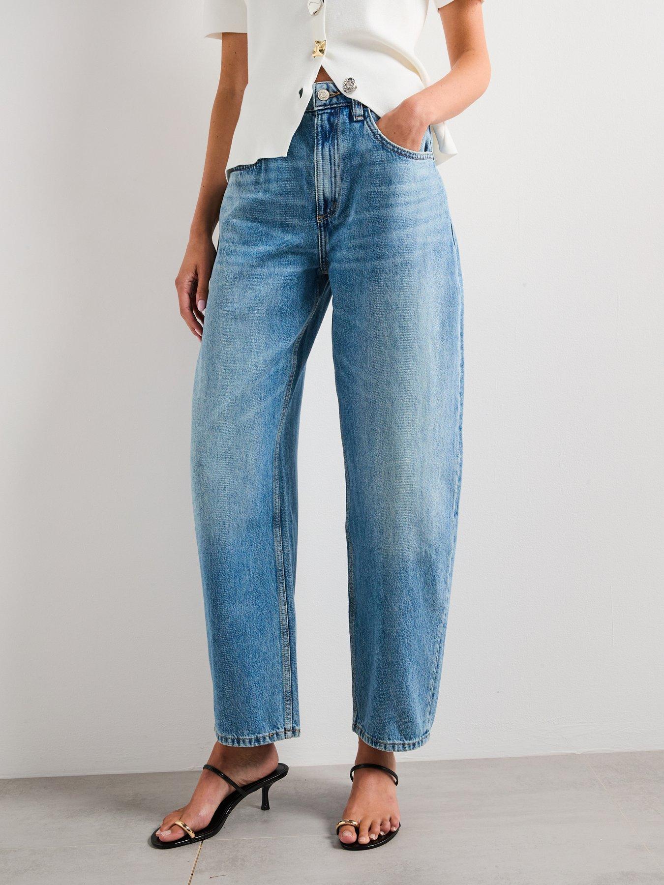 undefined High-Rise Balloon Jeans - Blue