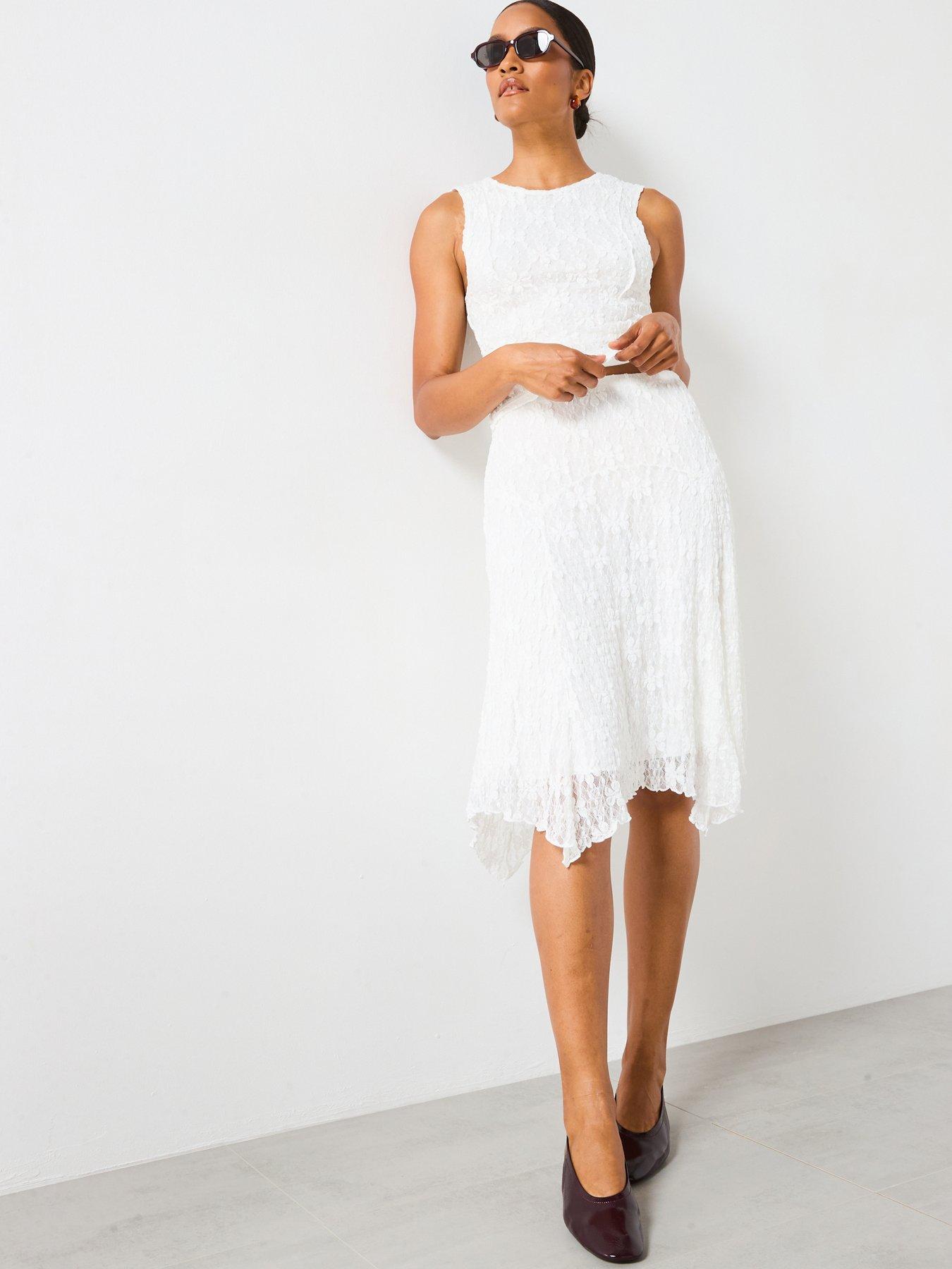 undefined Lace Midi Skirt - White