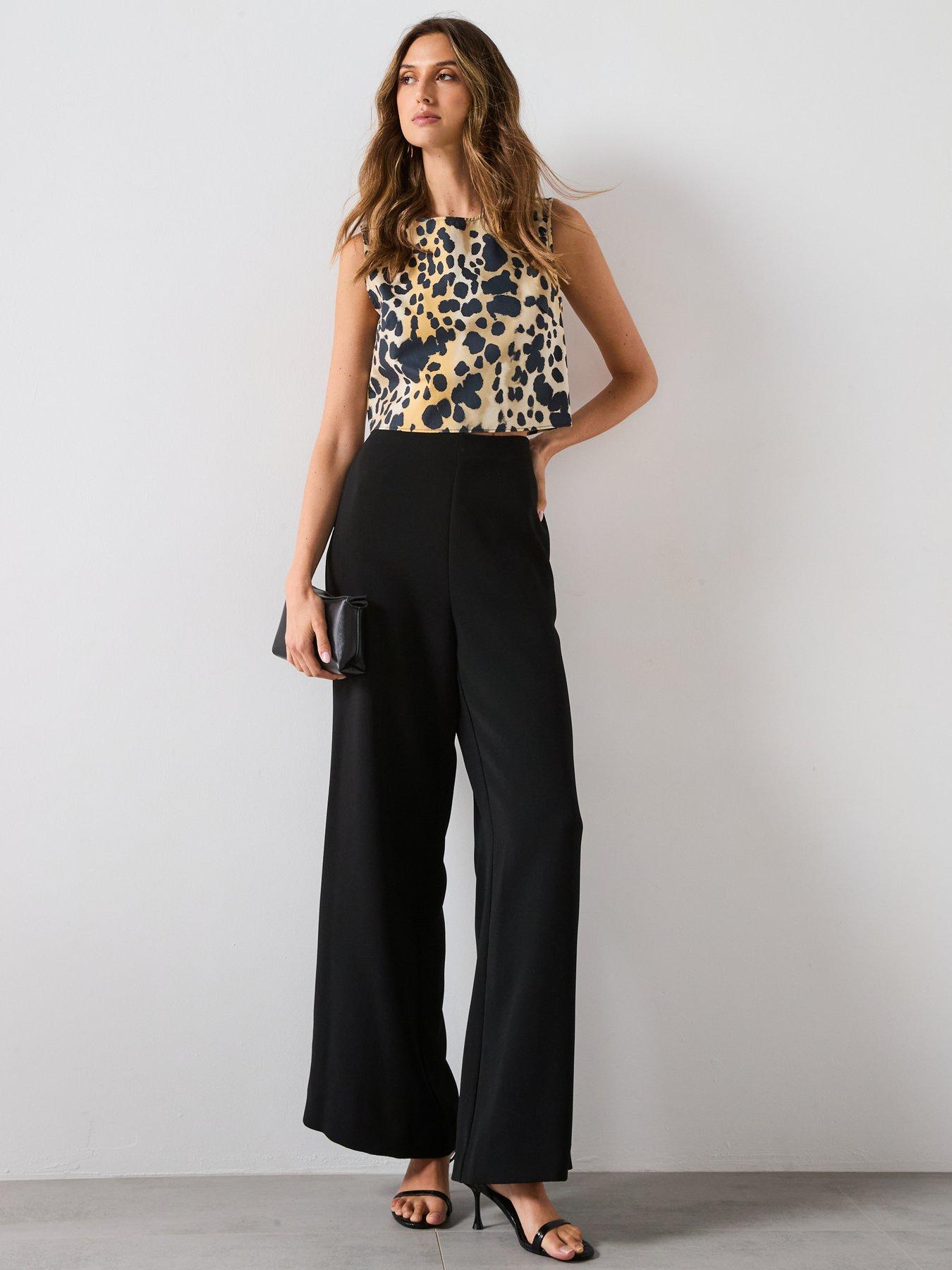 Image 3 of 6 of Mango Animal Print Cotton Crop Top - Black