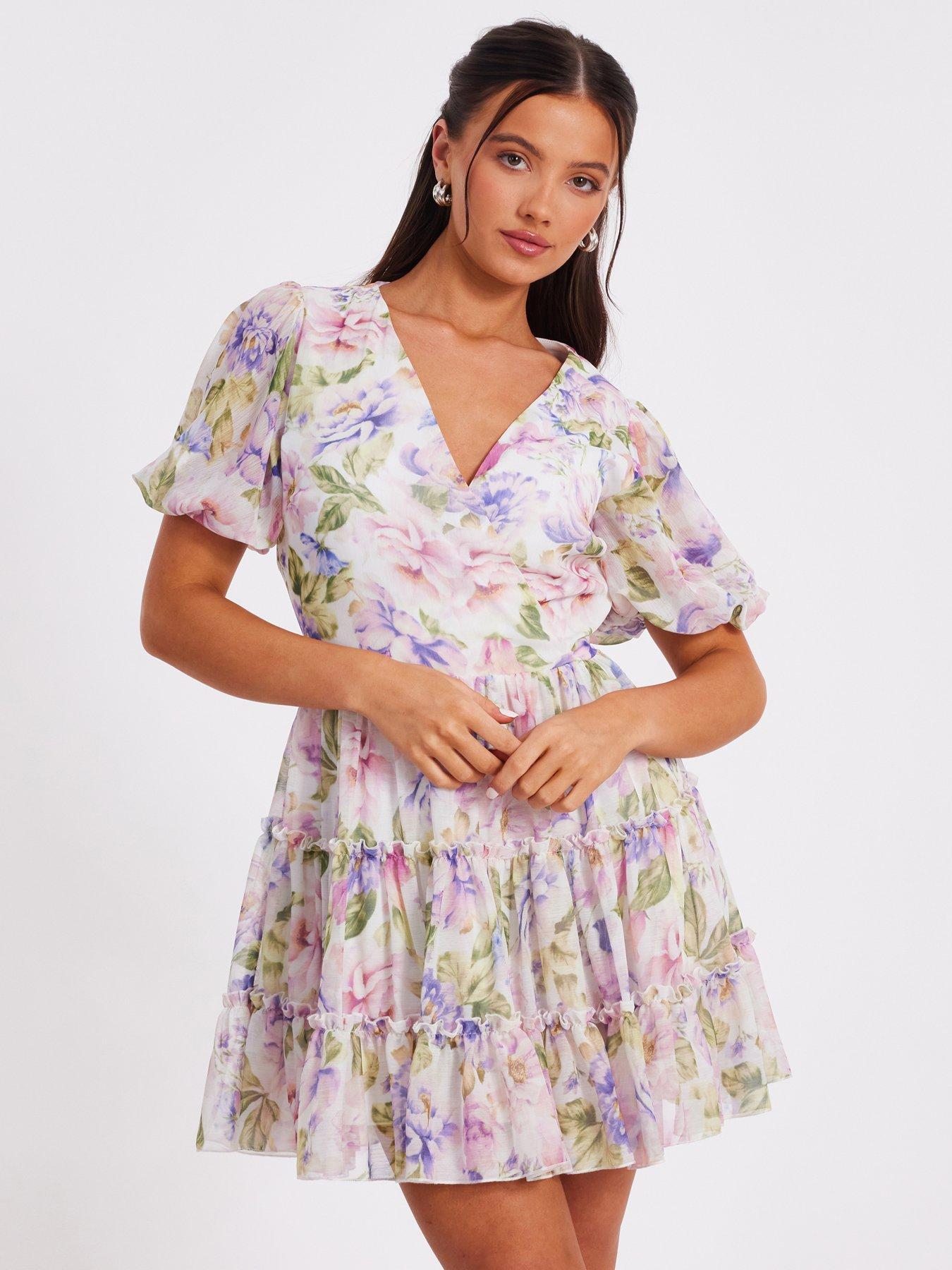 undefined Petite Floral Chifffon Frill Skater Dress