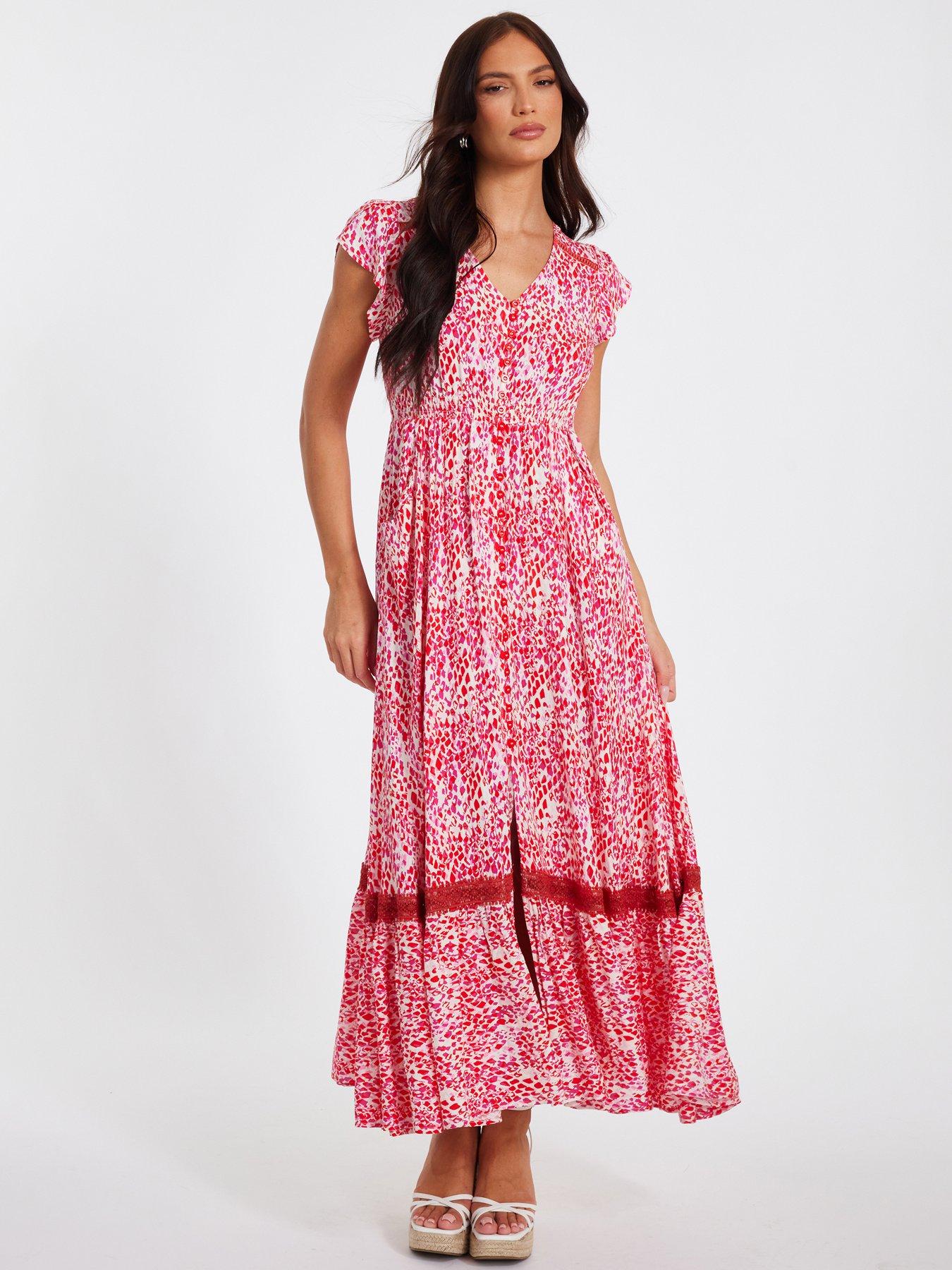 undefined Pink Animal Print Midaxi Dress