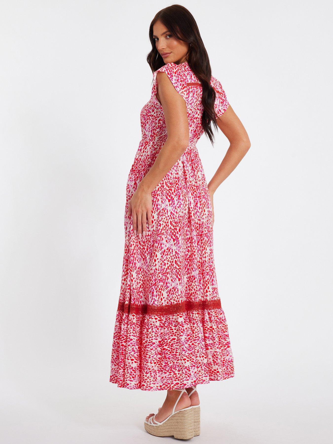 Image 2 of 6 of Quiz Pink Animal Print Midaxi Dress