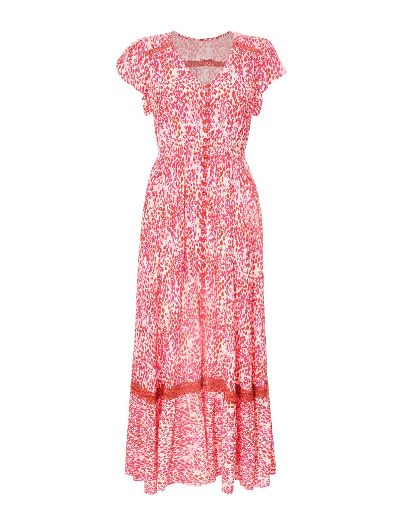 Image 4 of 6 of Quiz Pink Animal Print Midaxi Dress