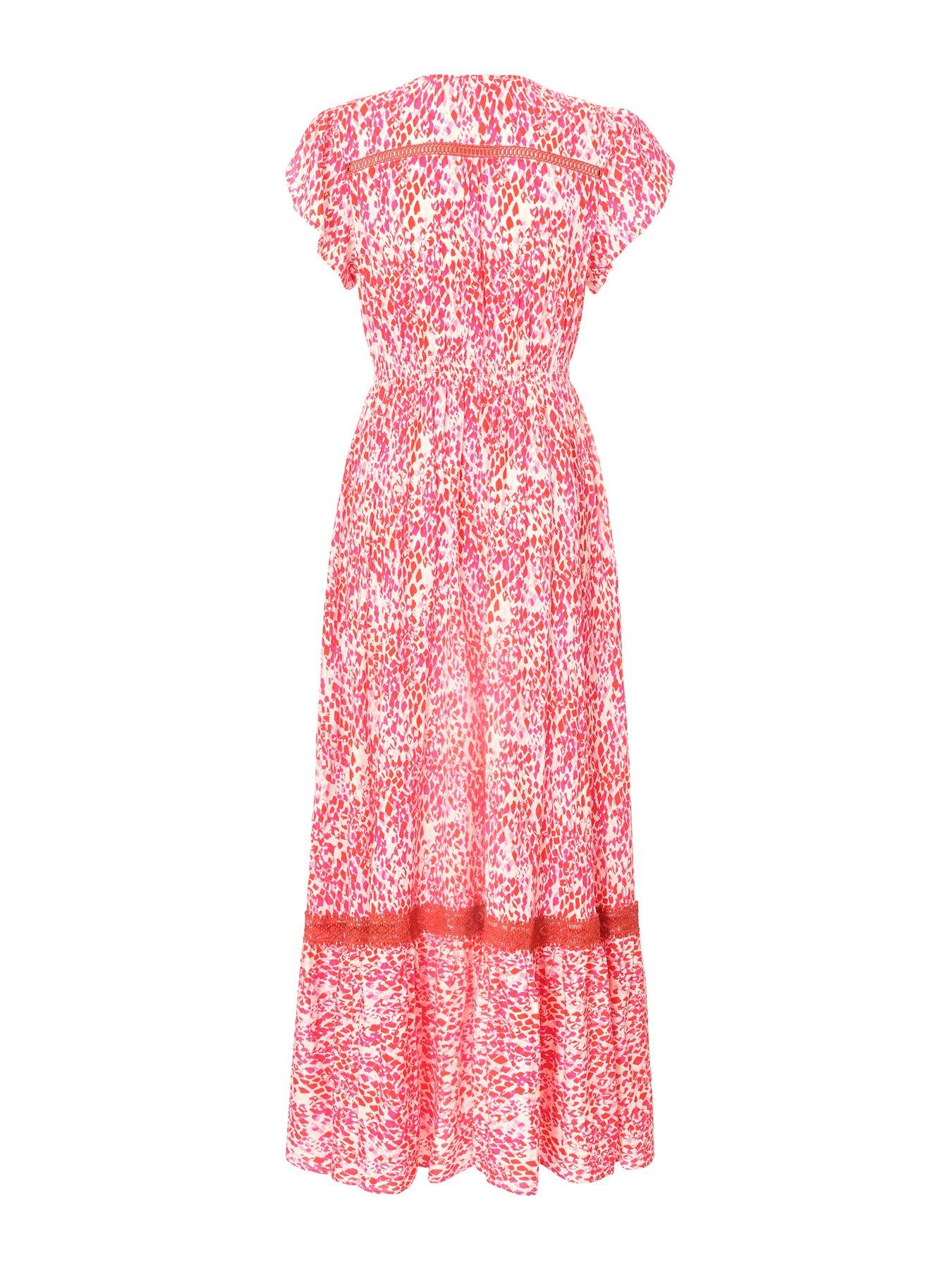 Image 5 of 6 of Quiz Pink Animal Print Midaxi Dress