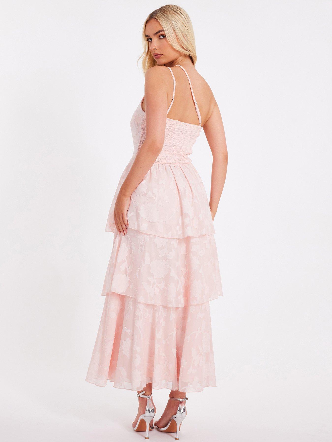 Image 2 of 6 of Quiz Pink Tiered Maxi Dress