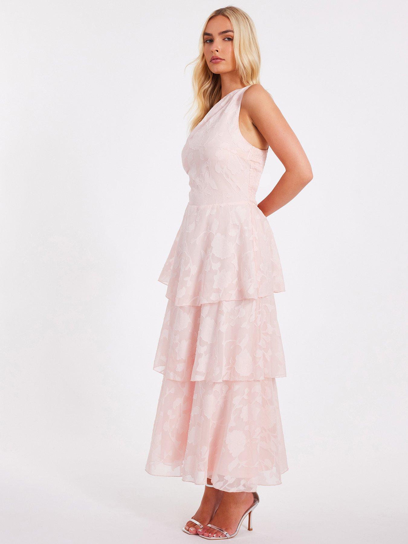 Image 3 of 6 of Quiz Pink Tiered Maxi Dress