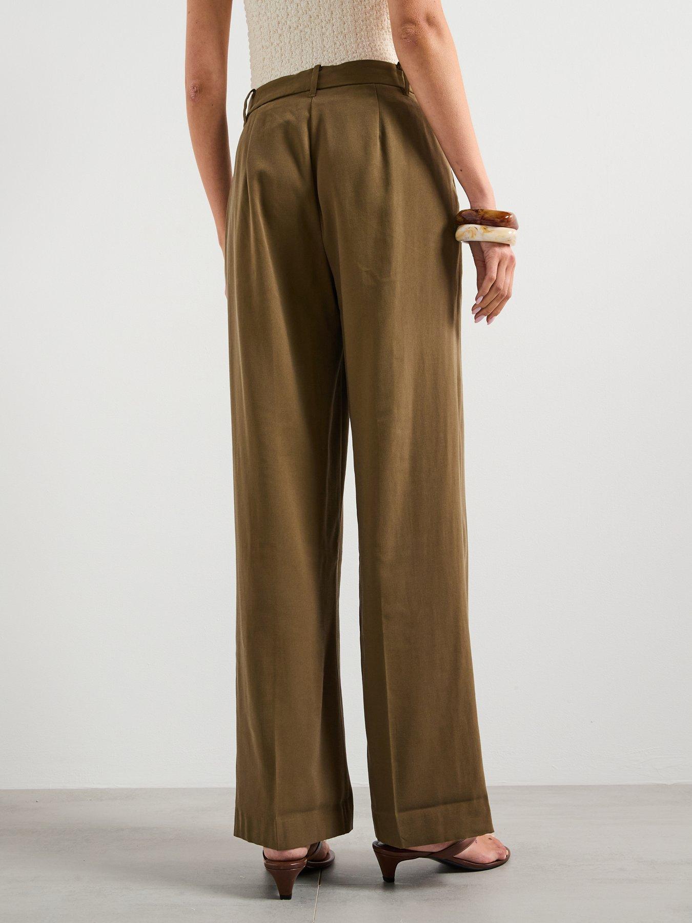 Image 2 of 6 of Mango Straight Mid-Rise Trousers - Green