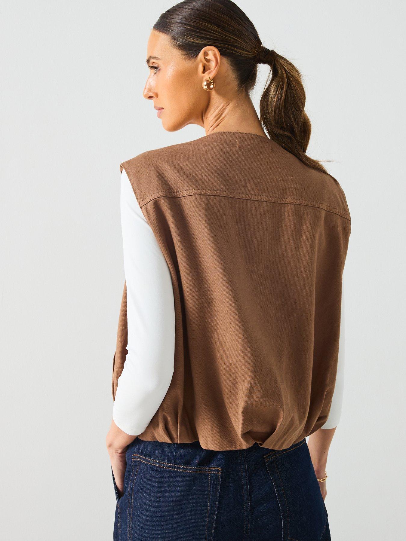 Image 2 of 5 of Mango Denim Waistcoat - Brown