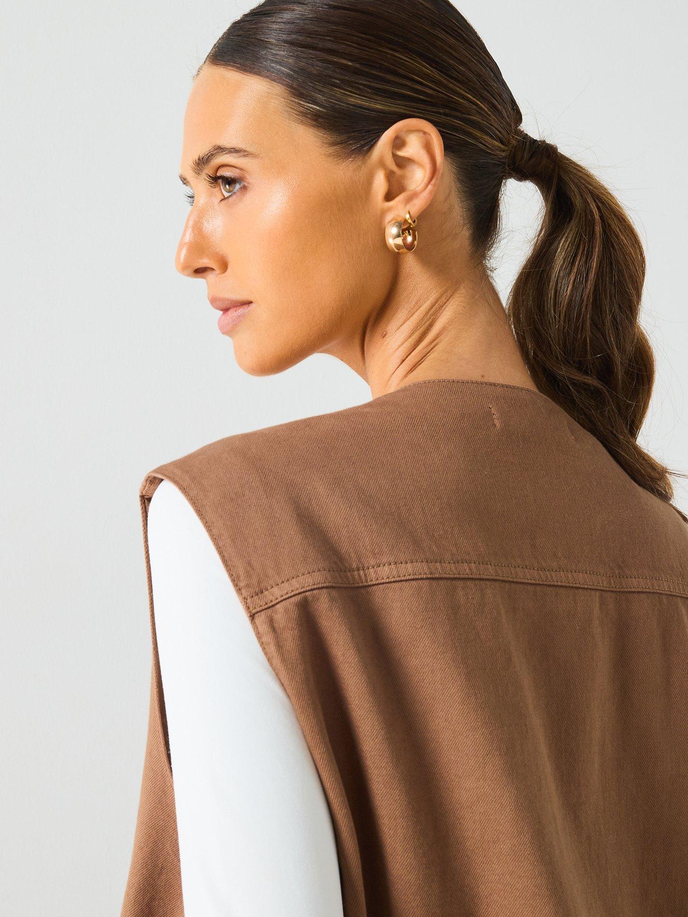 Image 5 of 5 of Mango Denim Waistcoat - Brown