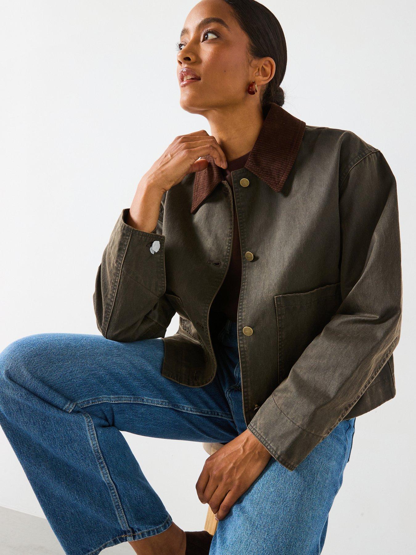 Mango Wax Style Jacket Green Littlewoods