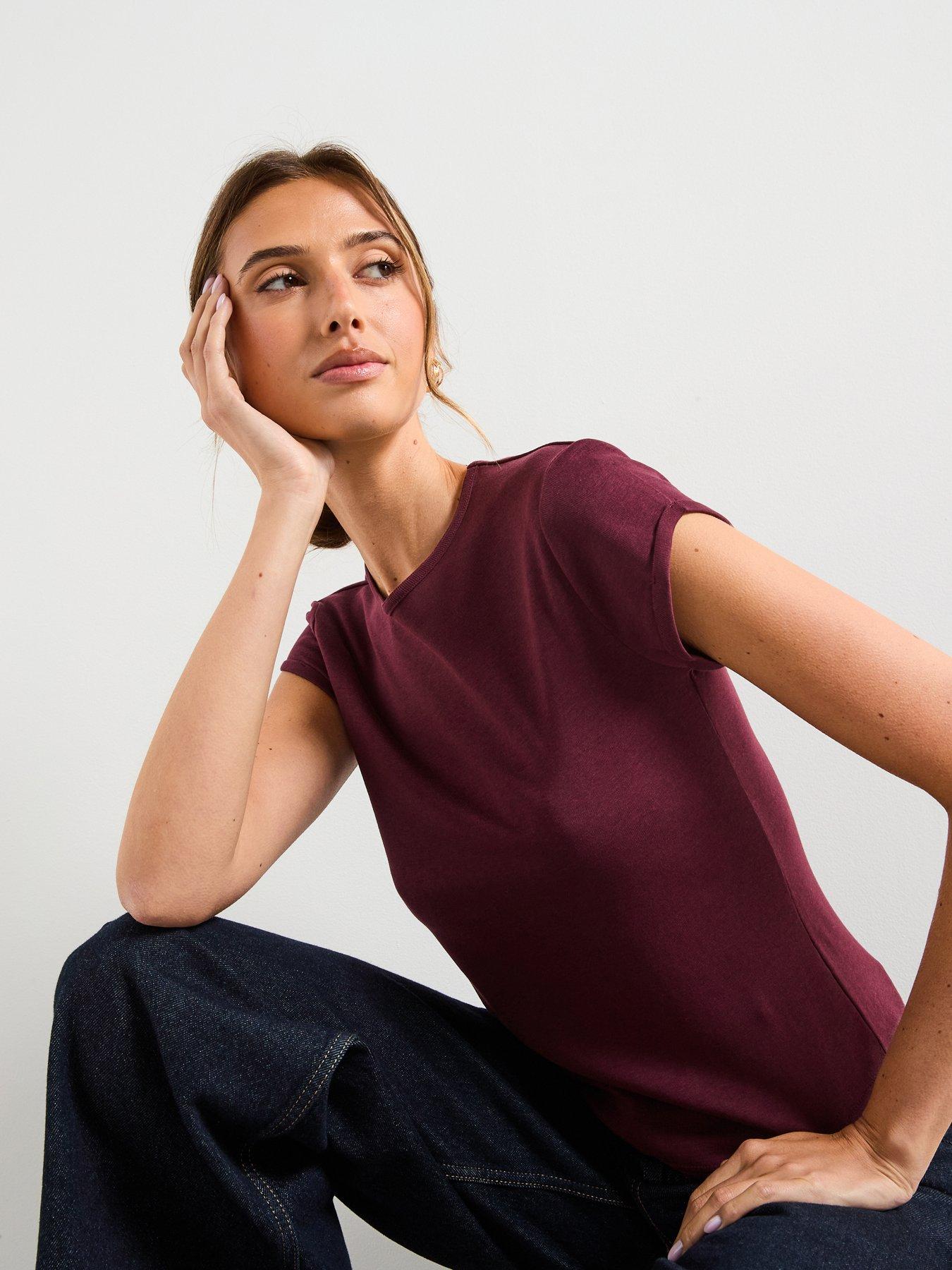 Image 6 of 6 of Mango Short Sleeved Cotton T-Shirt - Red