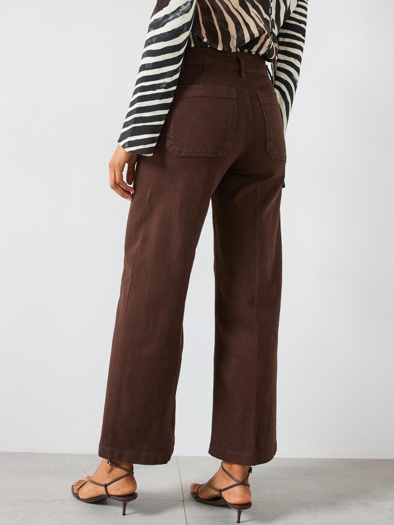 stillFront image of mango-wide-leg-jeans-with-pockets-brown