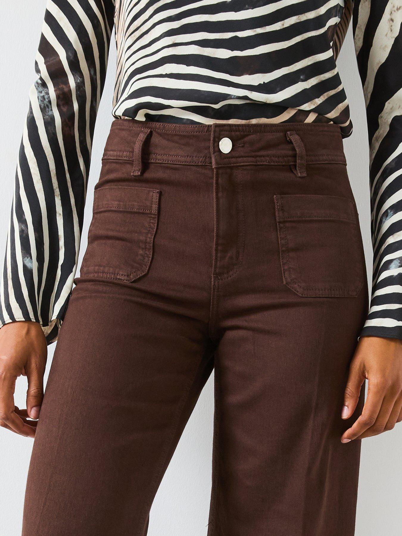  image of mango-wide-leg-jeans-with-pockets-brown