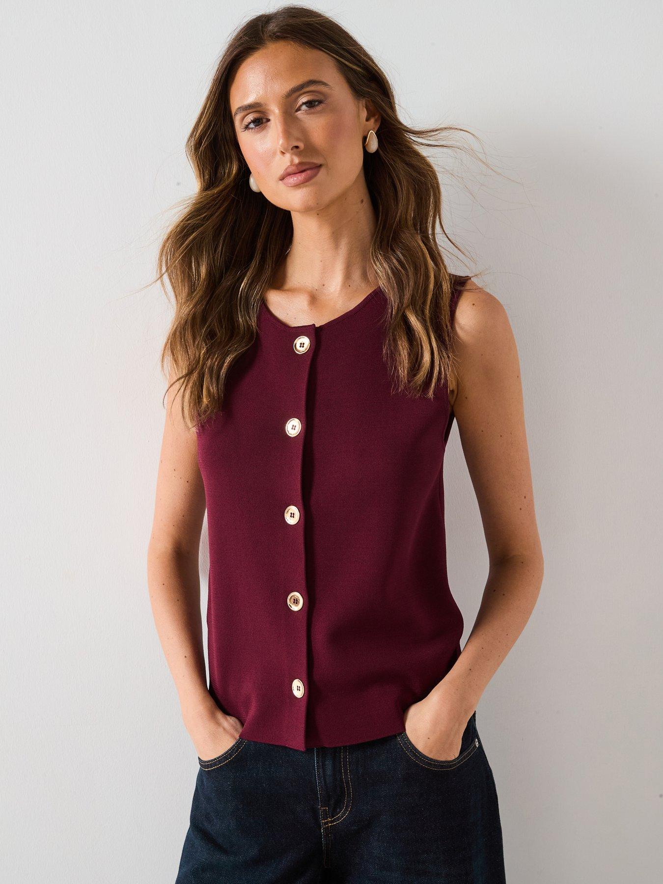 undefined Fine Knit Gilet - Red