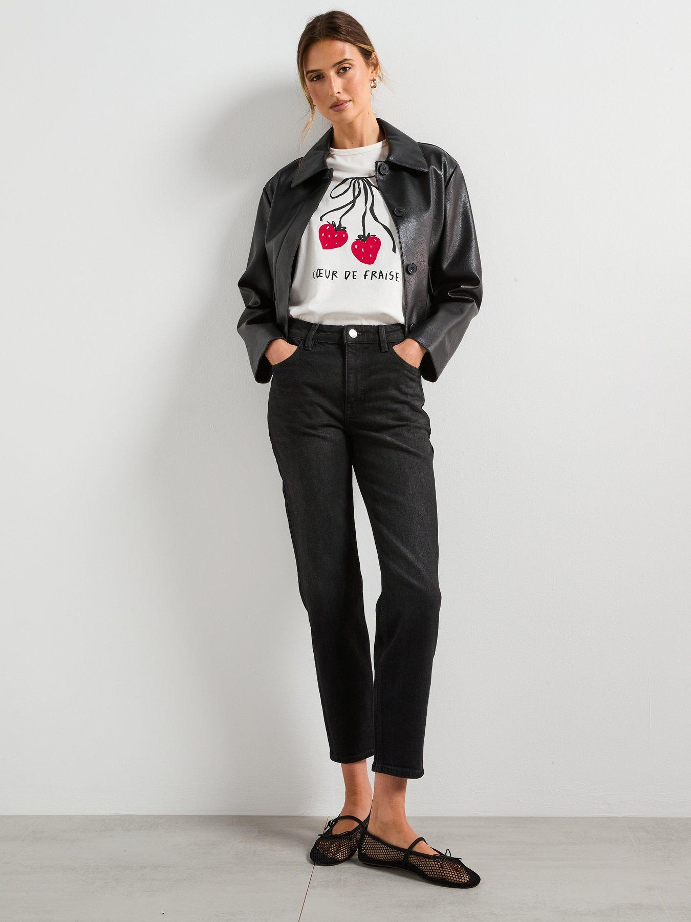  image of mango-newmom-comfort-high-rise-jeans-black