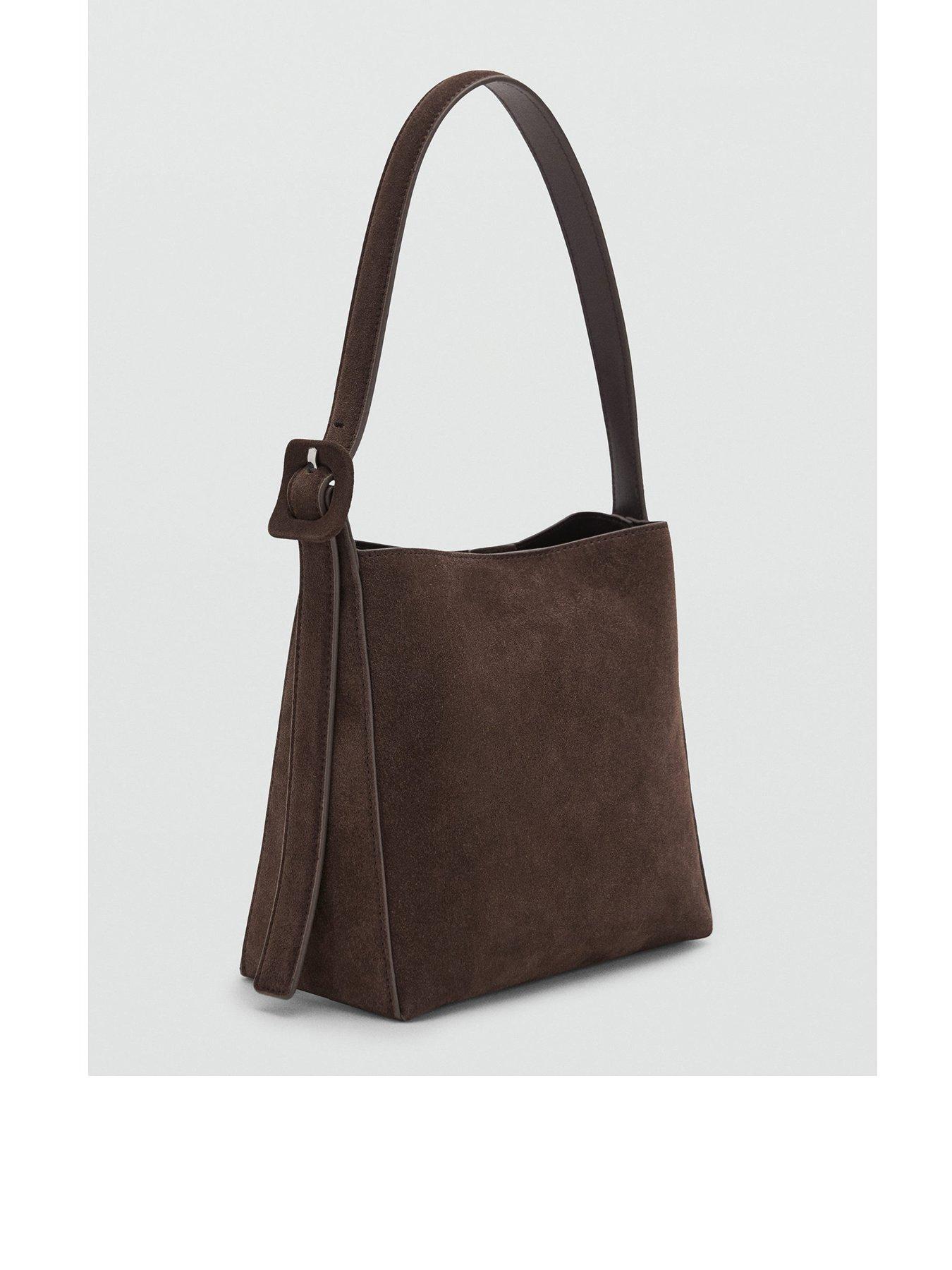 Image 1 of 4 of Mango Suede Leather Shopper Bag - Brown