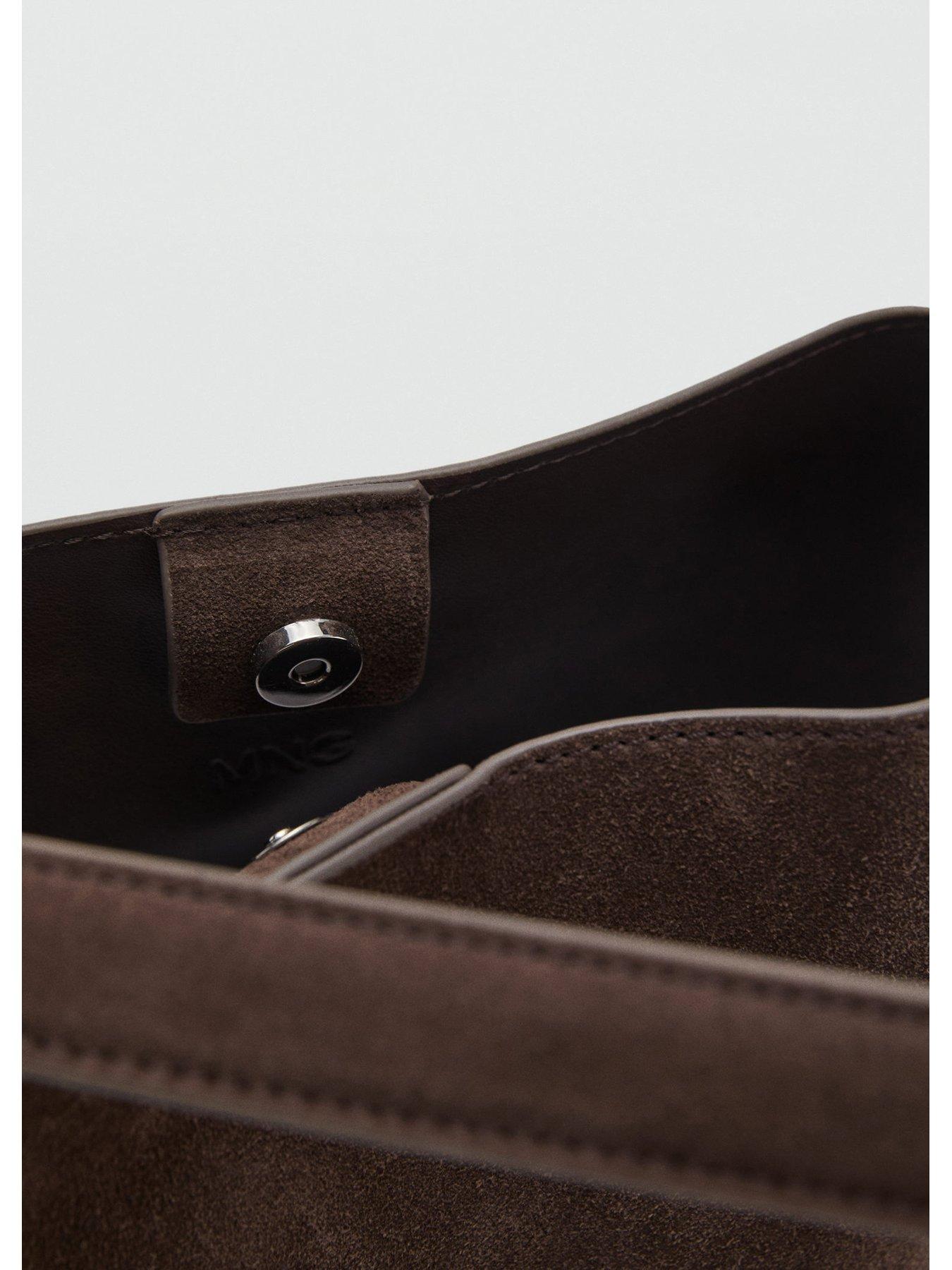 Image 2 of 4 of Mango Suede Leather Shopper Bag - Brown