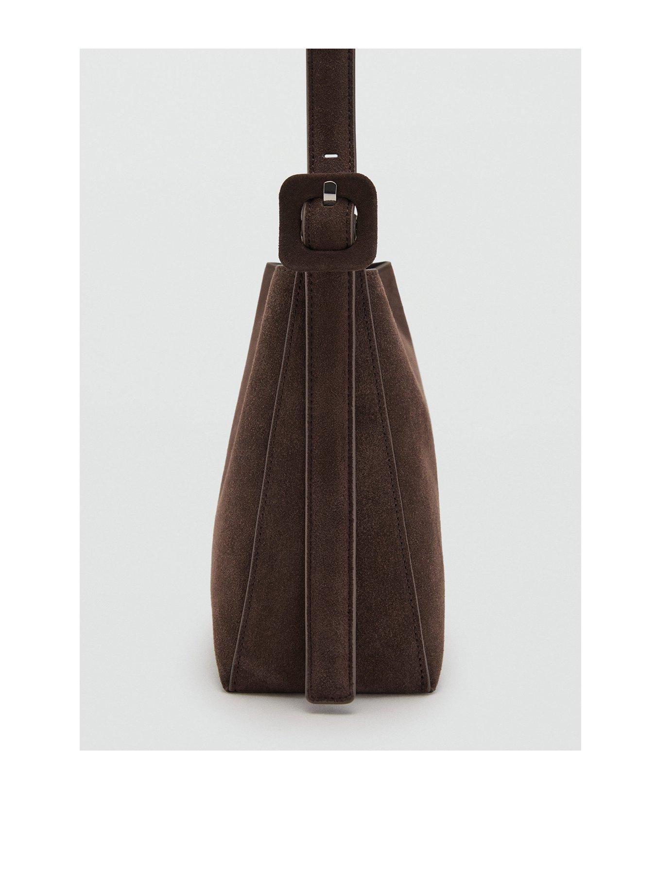 Image 3 of 4 of Mango Suede Leather Shopper Bag - Brown