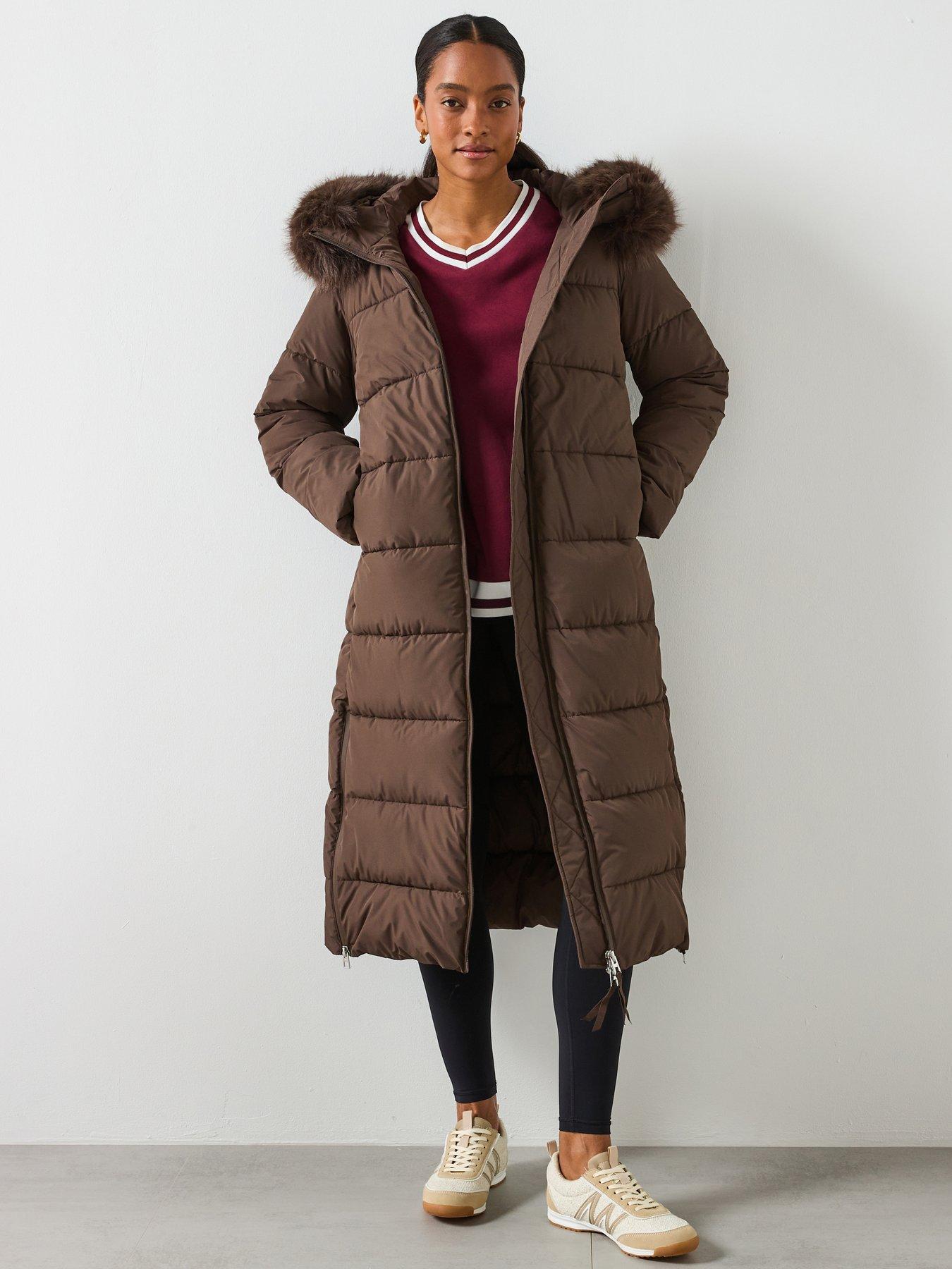 Mango Padded Anorak With Faux Fur Ef