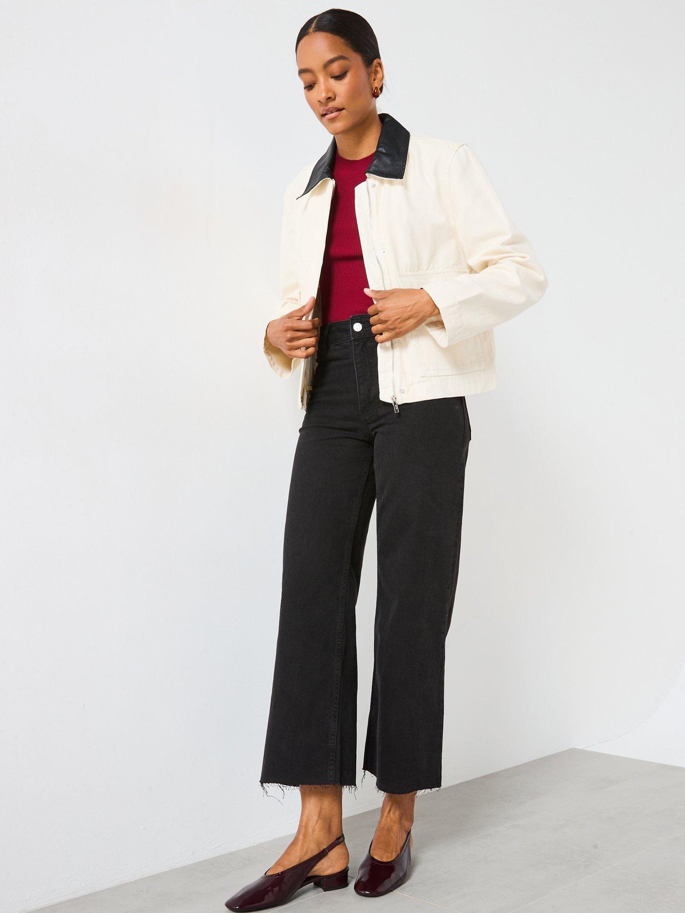 Image 3 of 6 of Mango Catherin Culotte High Rise Jeans - Black