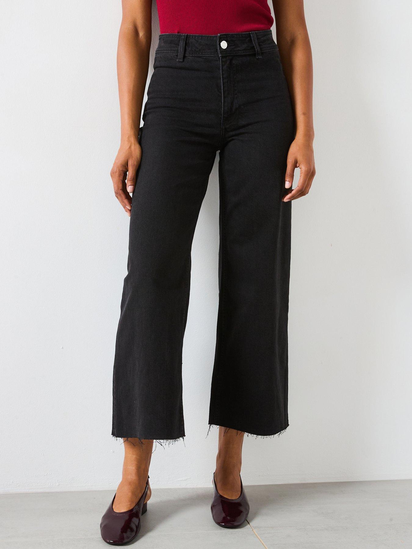 Image 4 of 6 of Mango Catherin Culotte High Rise Jeans - Black