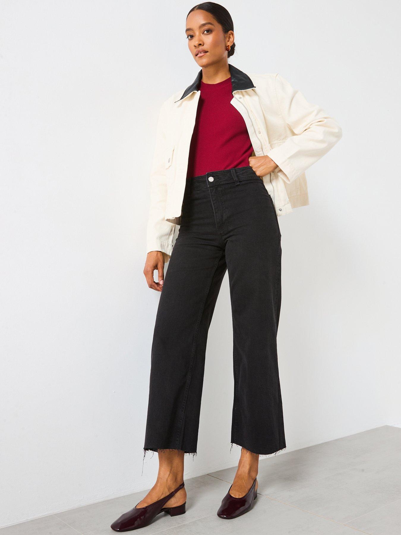 Image 6 of 6 of Mango Catherin Culotte High Rise Jeans - Black