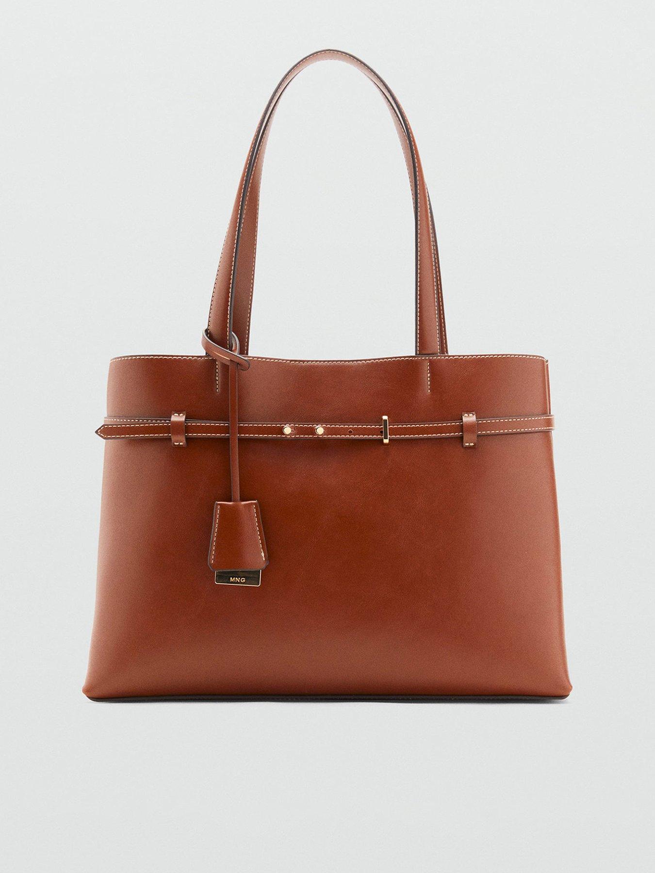Image 1 of 4 of Mango Shopper Bag With Charm - Brown