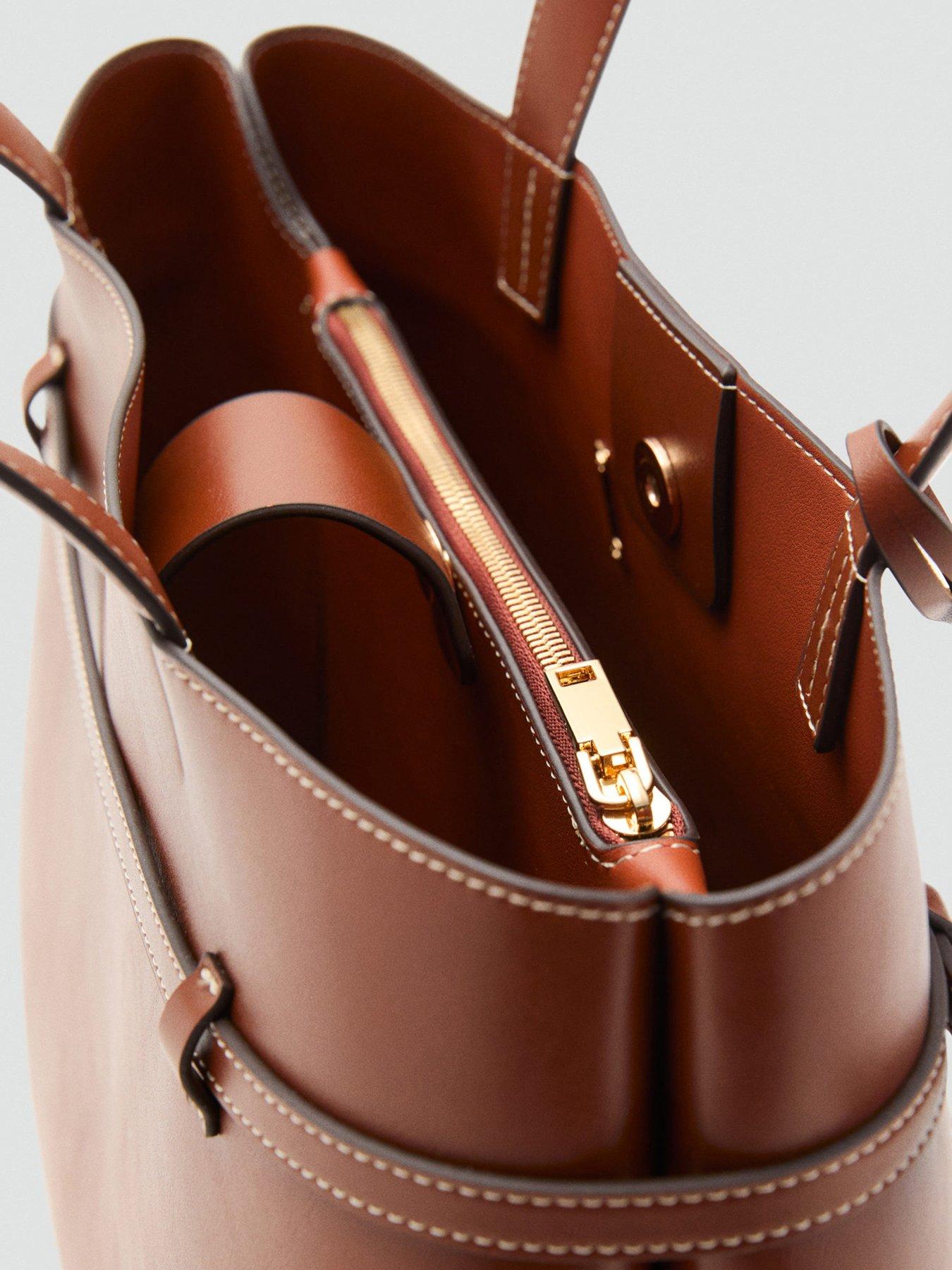 Image 4 of 4 of Mango Shopper Bag With Charm - Brown