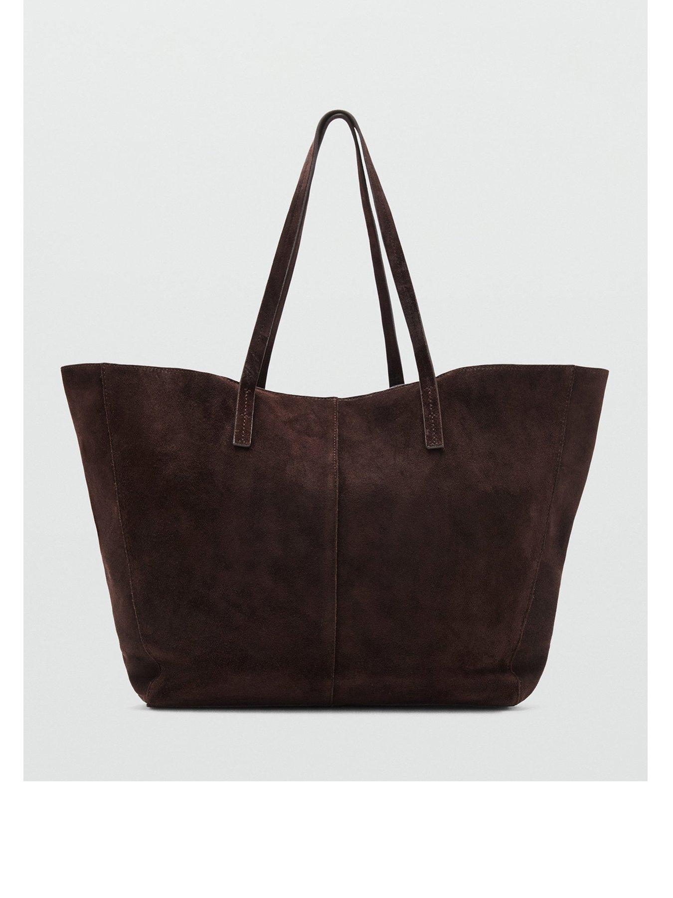 Mango Suede Tote Bag - Brown