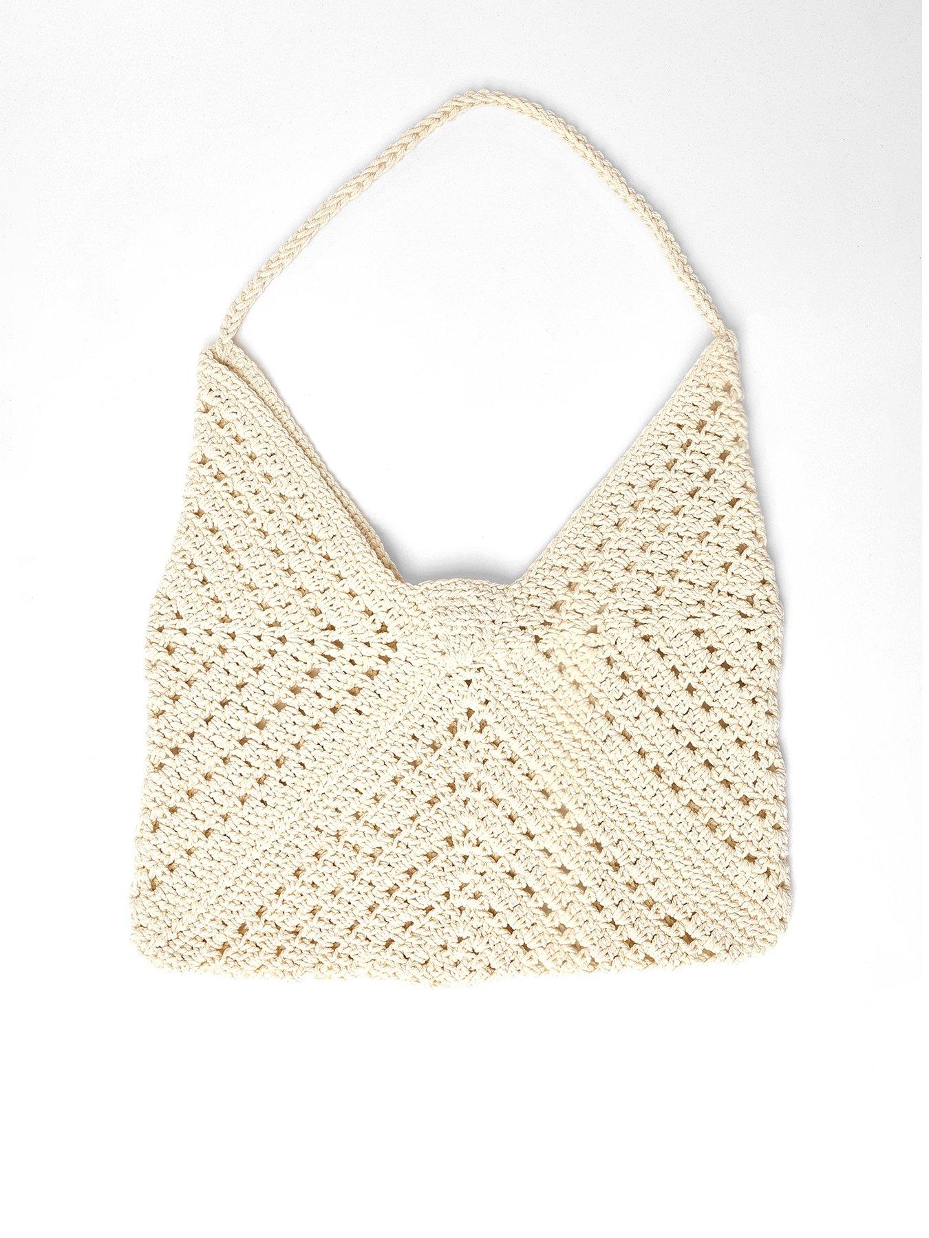 undefined Cream Crochet Shoulder Bag