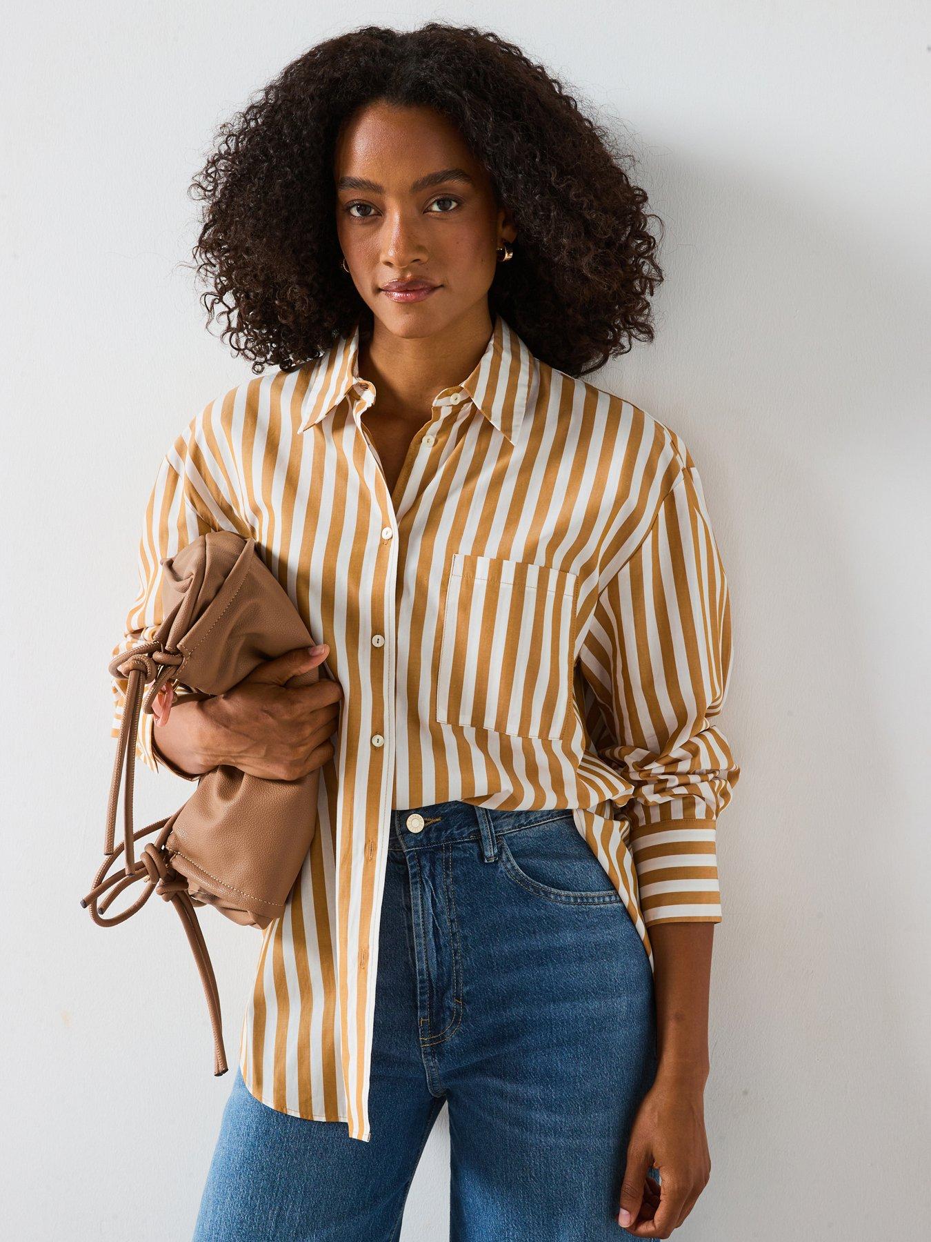 undefined Striped Shirt - Cream