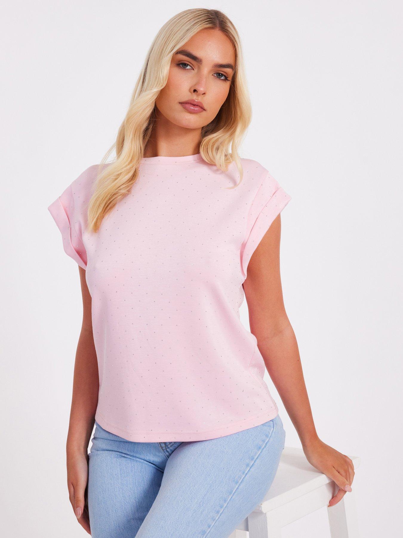 undefined Pink Stud Detail Top