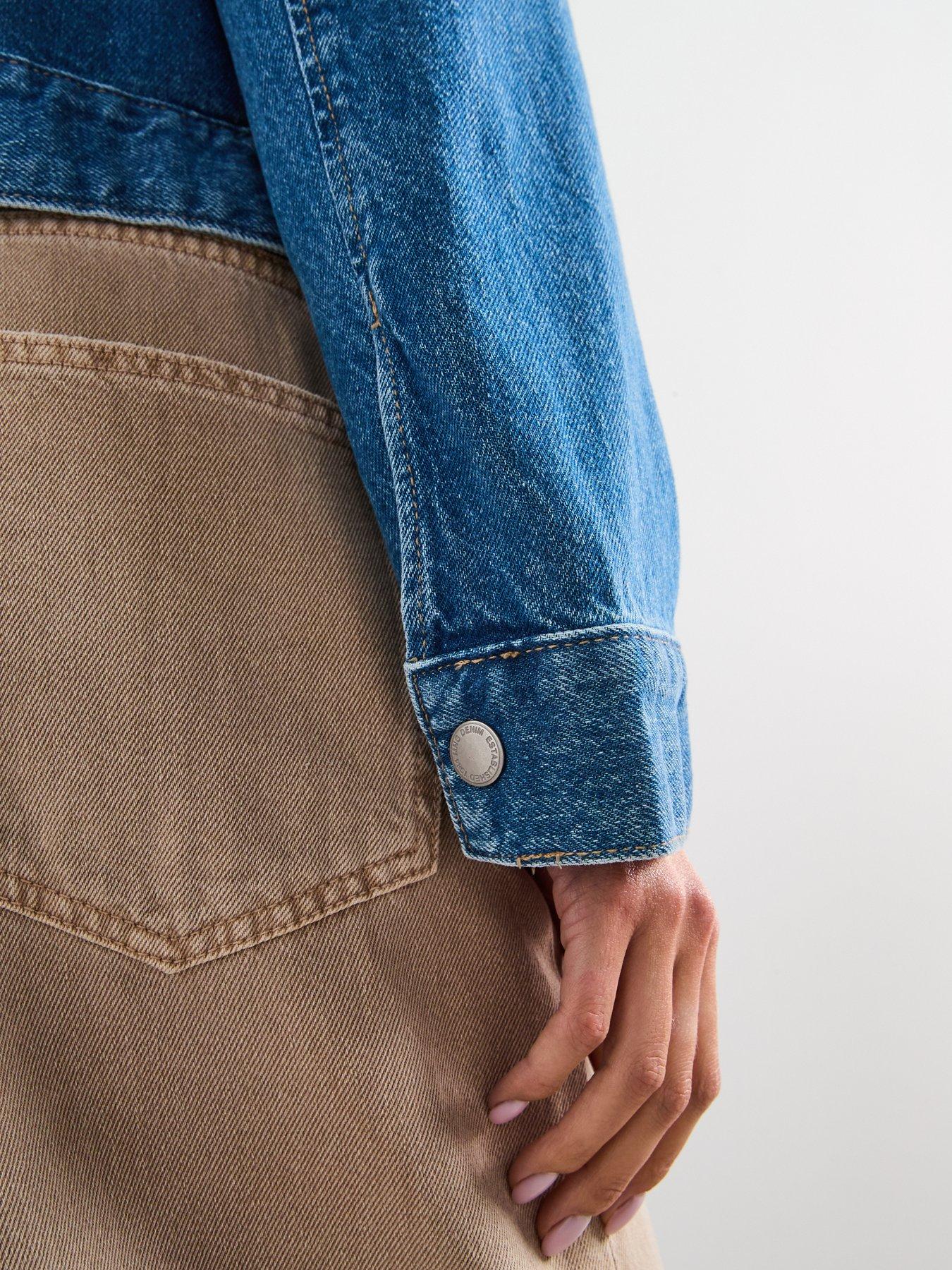 Image 5 of 6 of Mango Corduroy Collar Denim Jacket - Blue