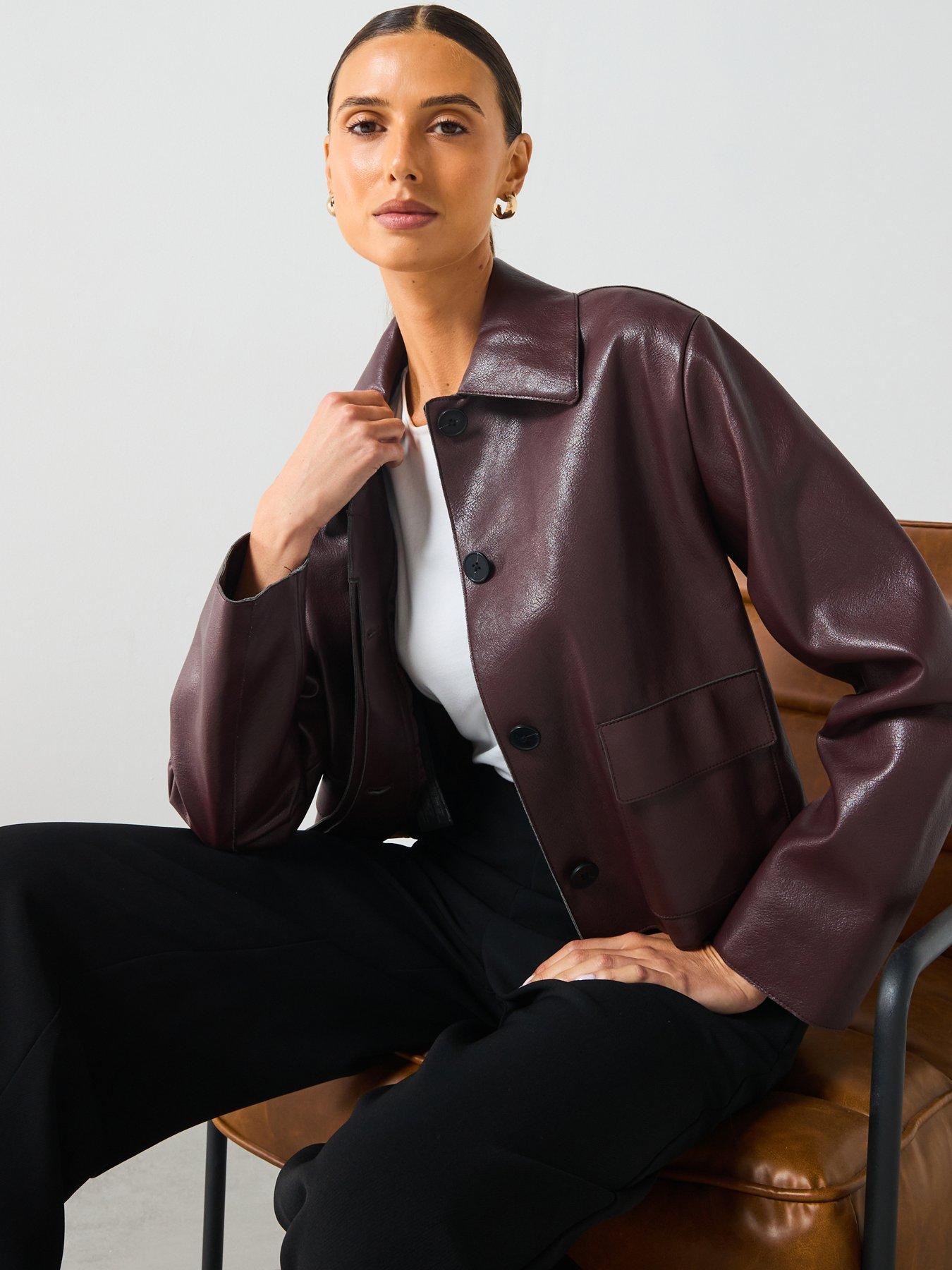 mango-leather-effect-jacket-with-pockets-red