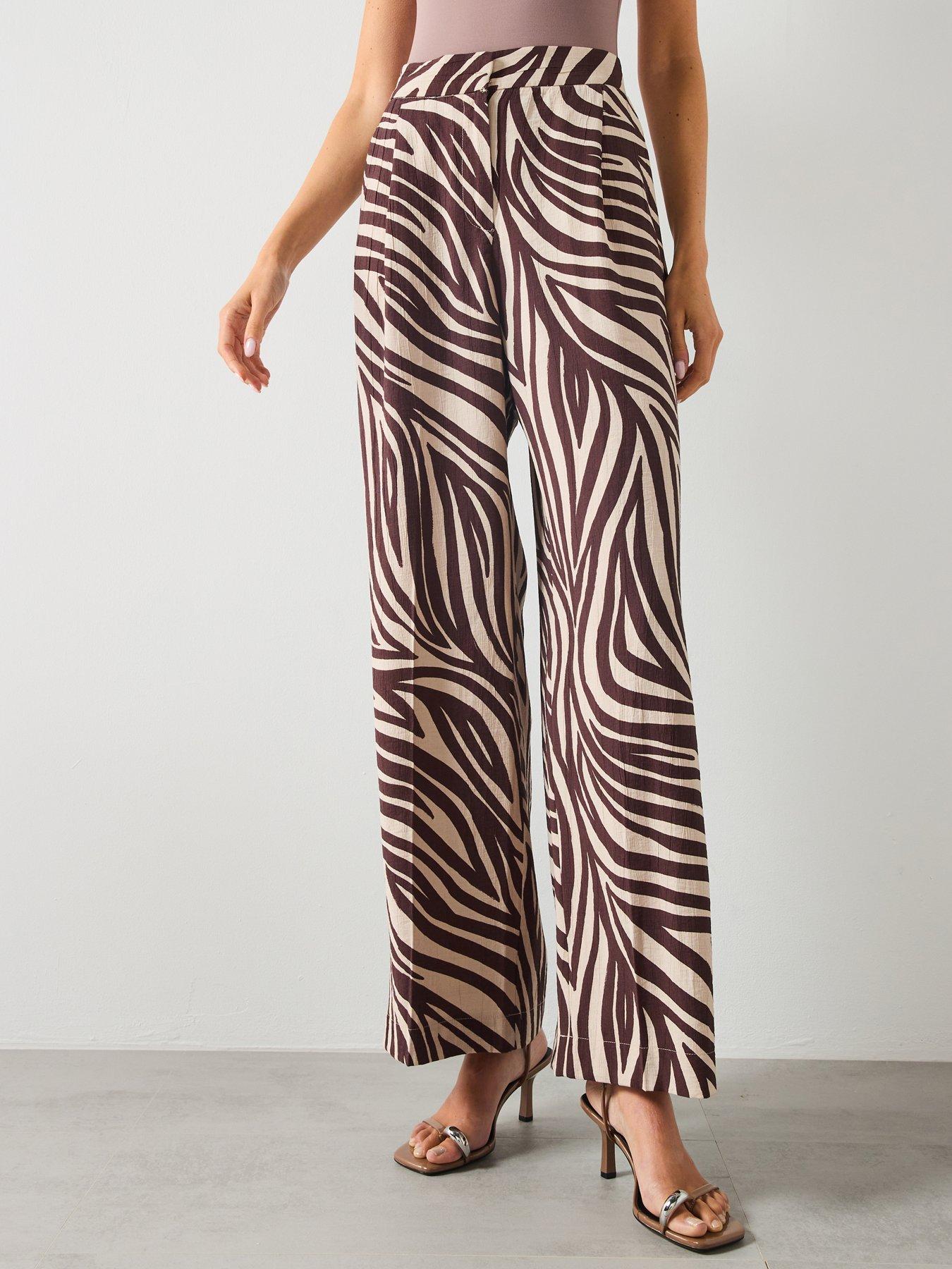 undefined Straight Leg Zebra Pleat Trousers - Black