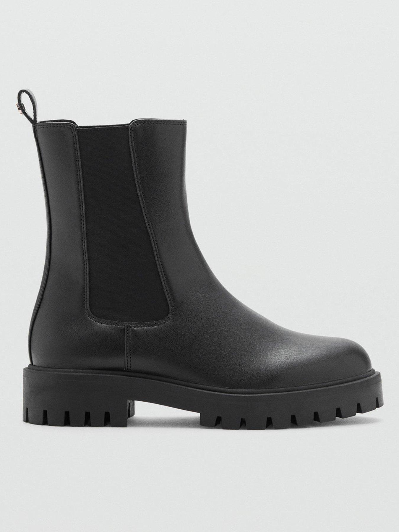 undefined Faux Leather Chunky Ankle Boot
