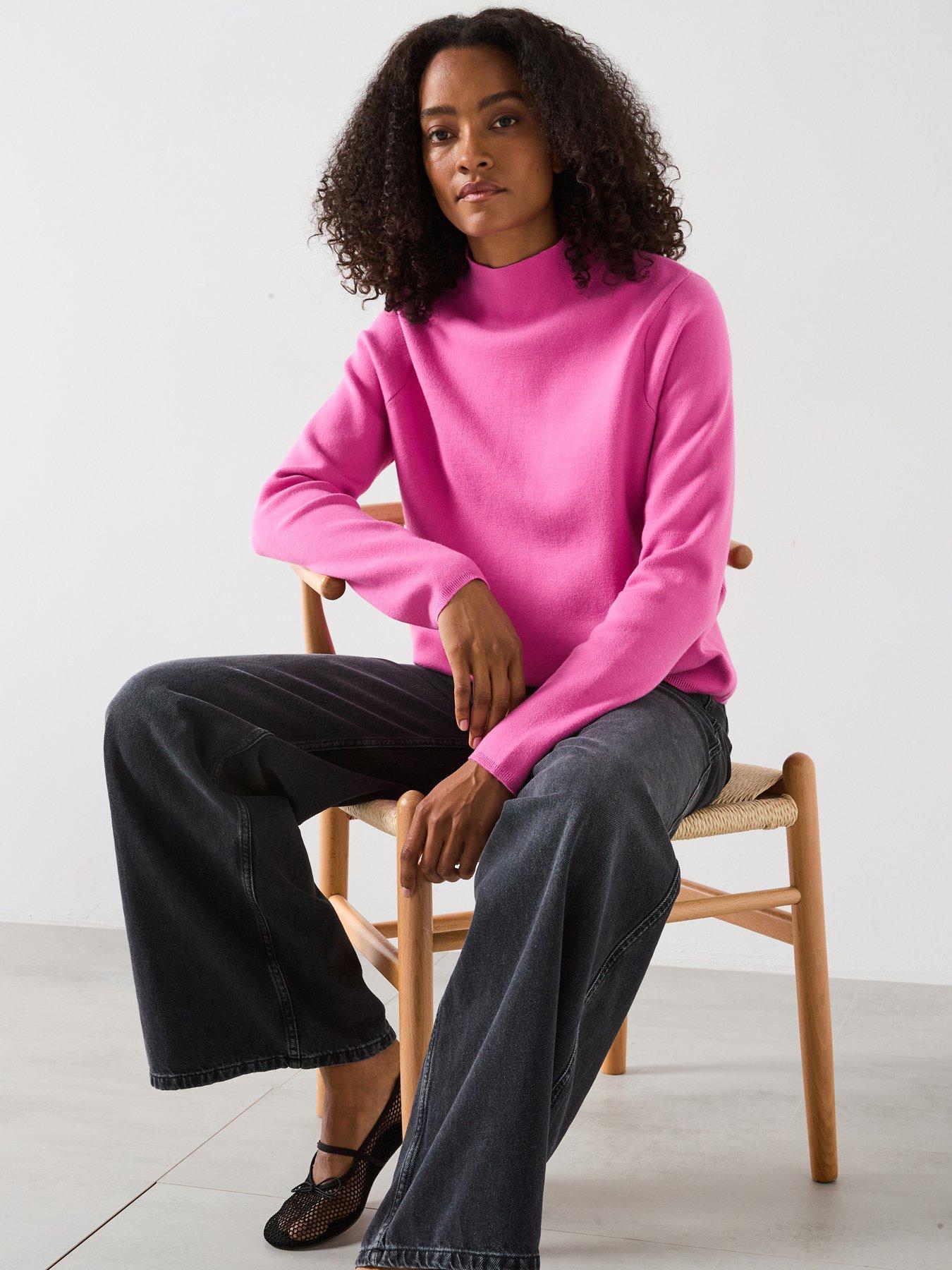 Image 1 of 6 of Mango High Neck Sweater - Pink