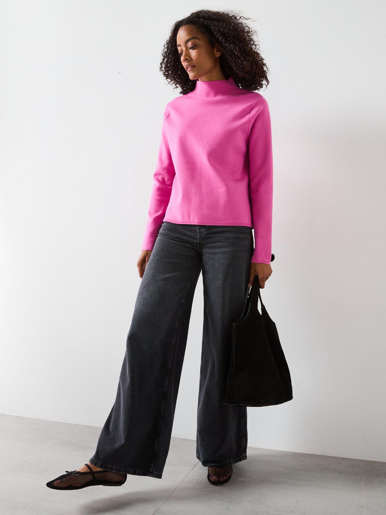 Image 3 of 6 of Mango High Neck Sweater - Pink