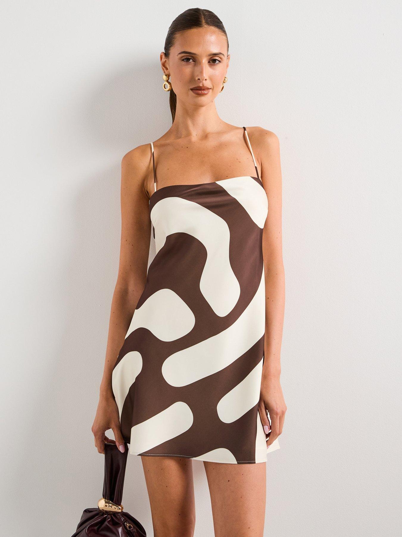 mango-printed-satin-dress-brown