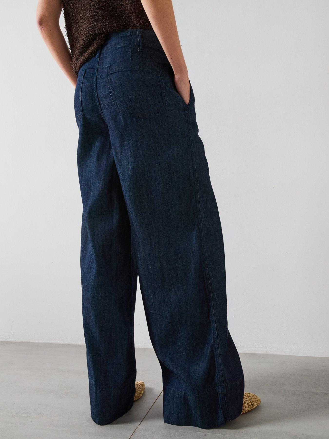  image of mango-wide-leg-denim-pants-with-stitching
