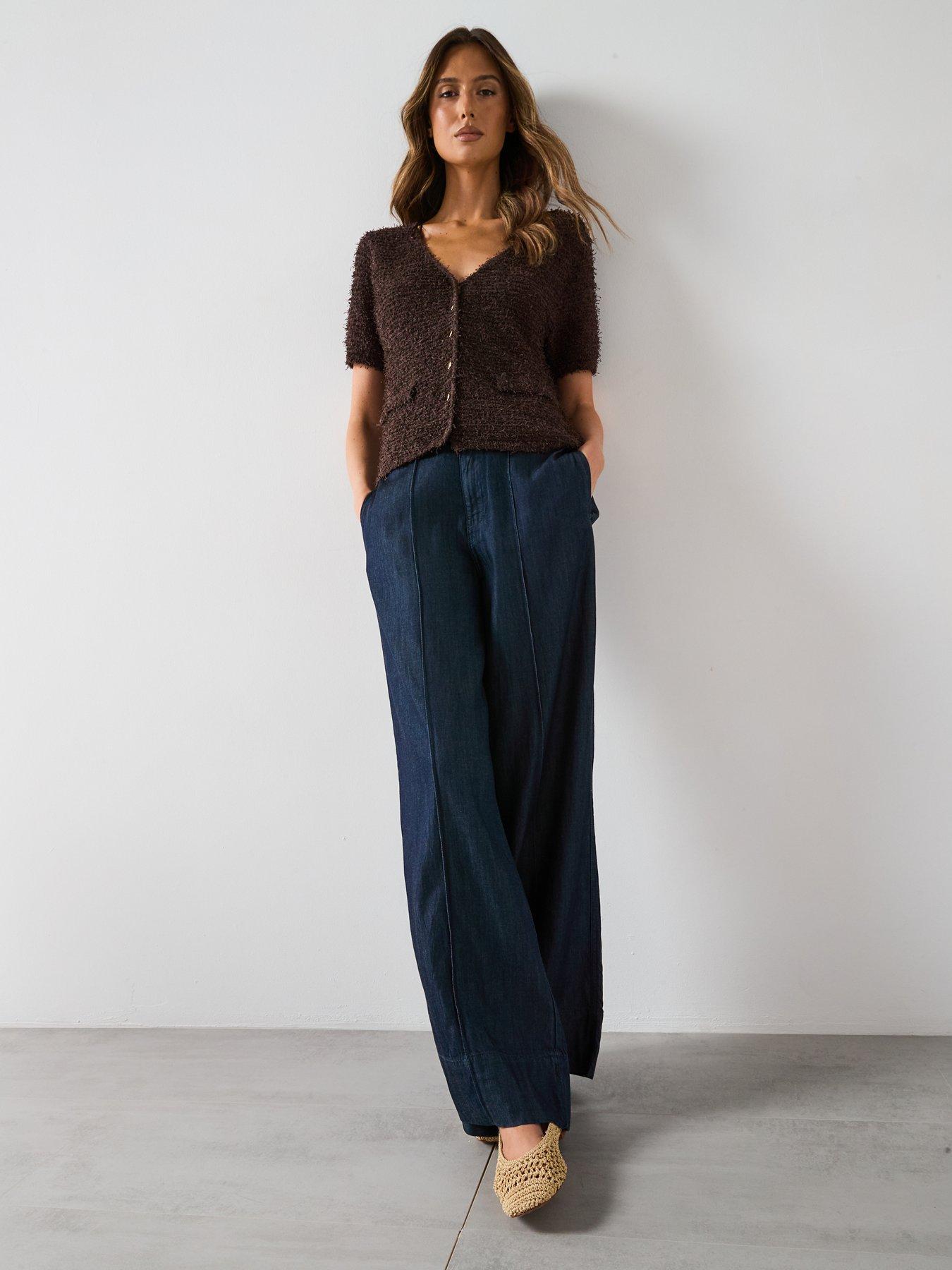  image of mango-wide-leg-denim-pants-with-stitching