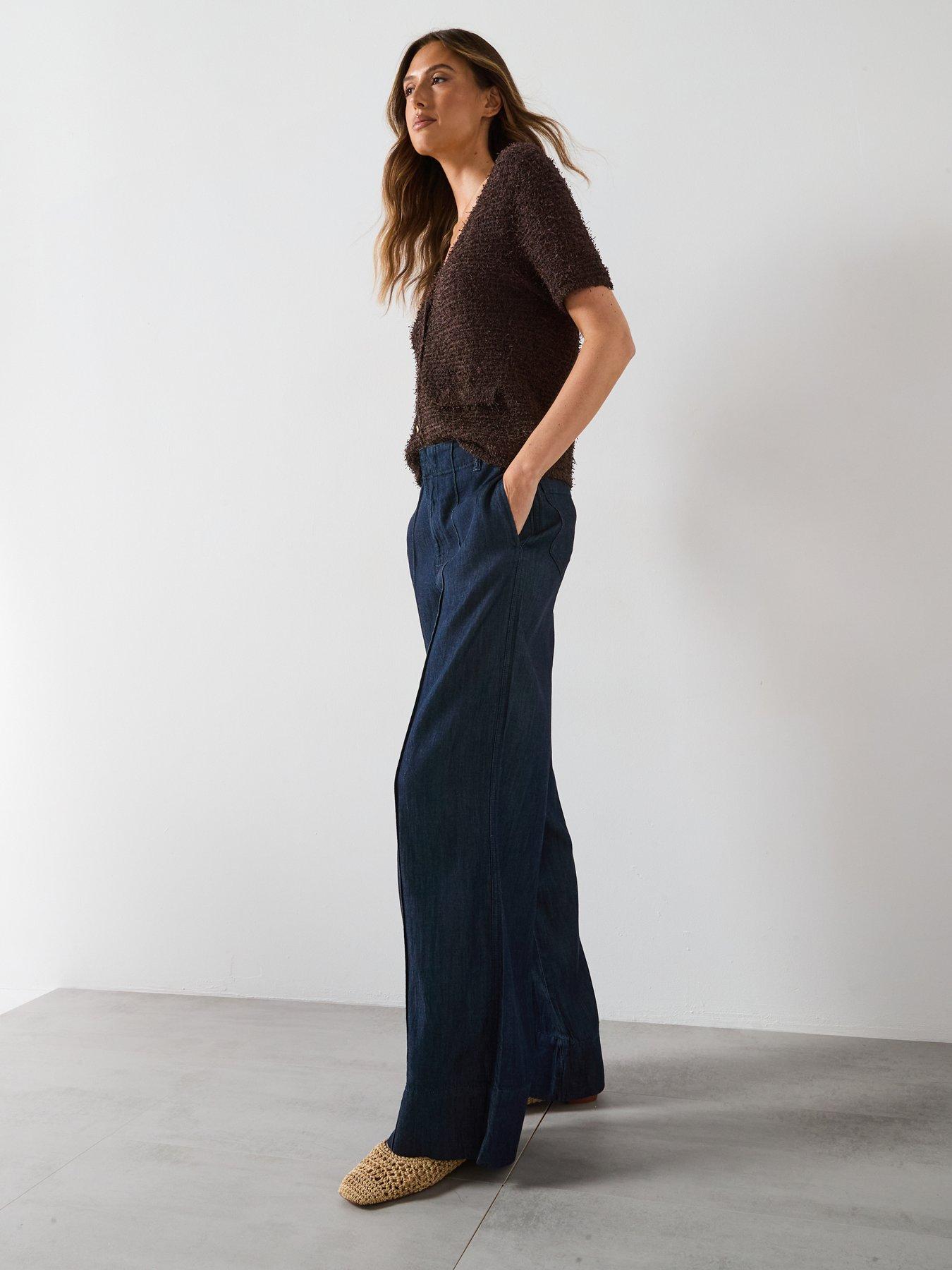  image of mango-wide-leg-denim-pants-with-stitching