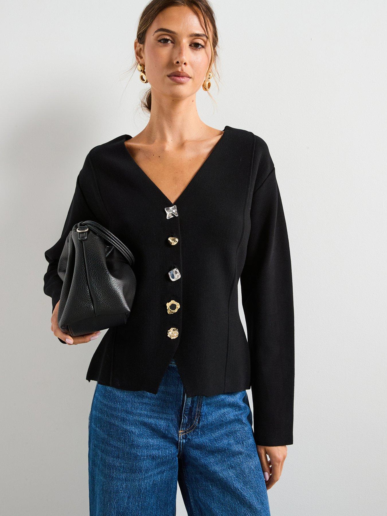undefined Knitted Jacket With Jewel Buttons