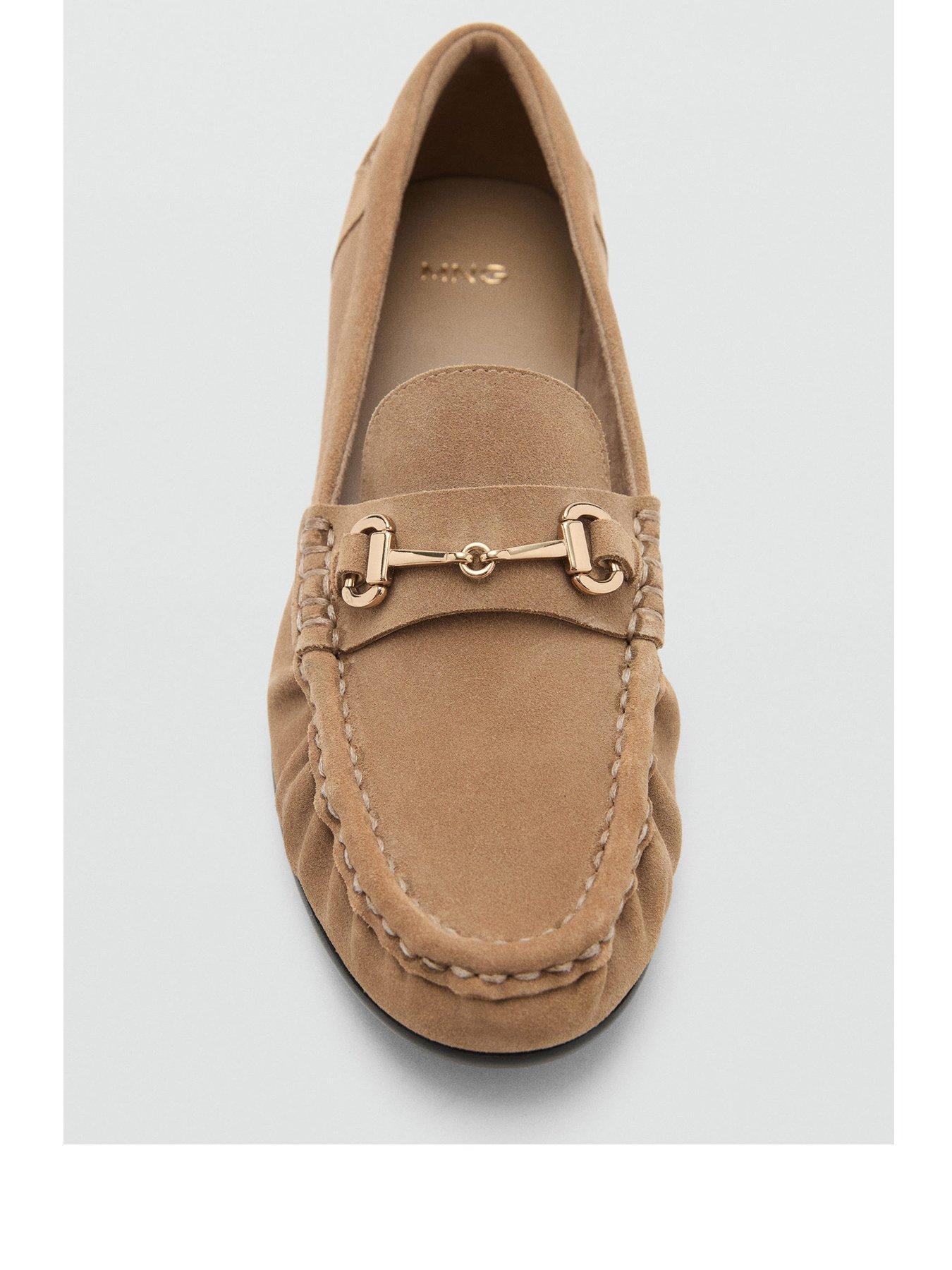 Image 2 of 6 of Mango Suede Buckle Loafers - Brown